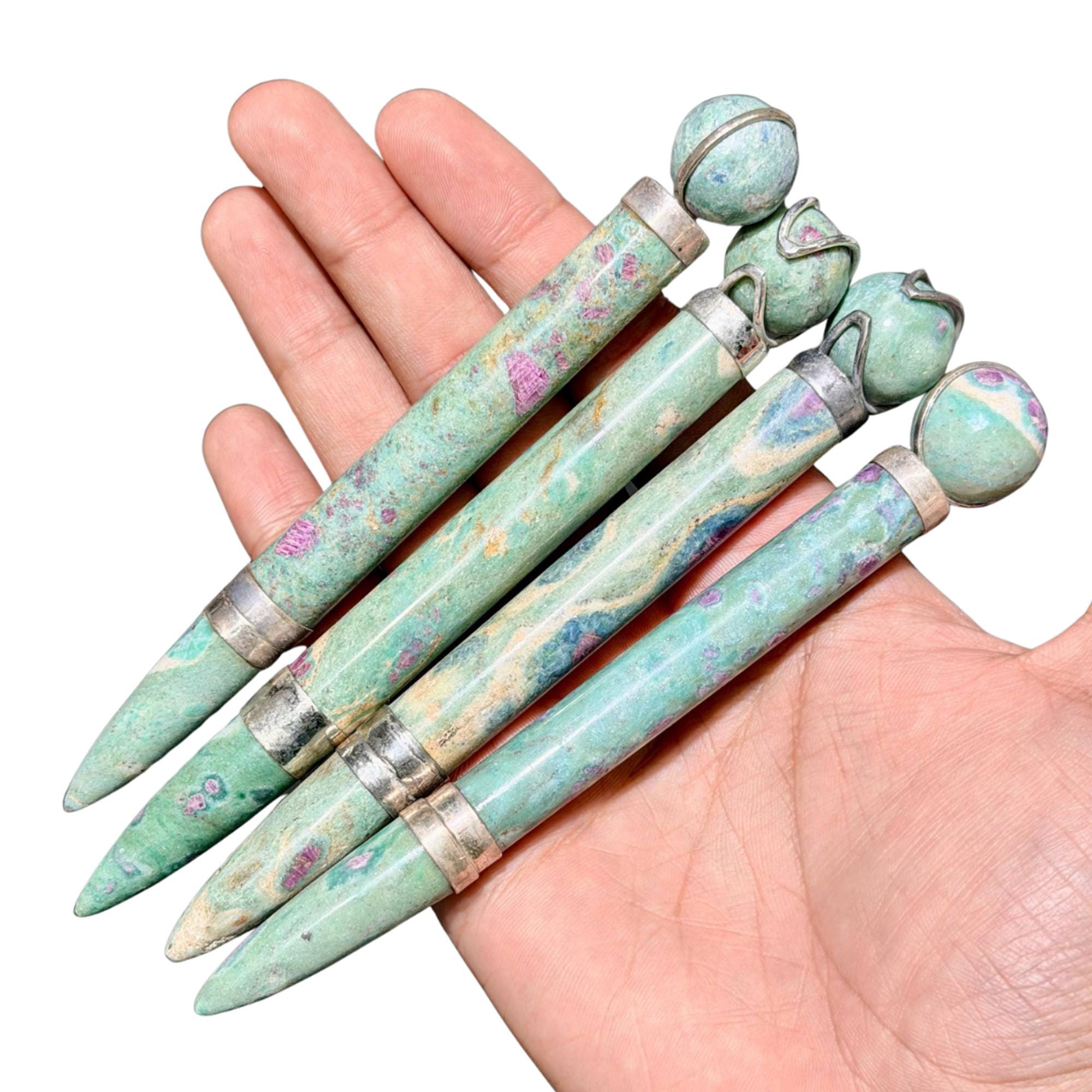 Ruby in Fuchsite with 925 Silver Massagers