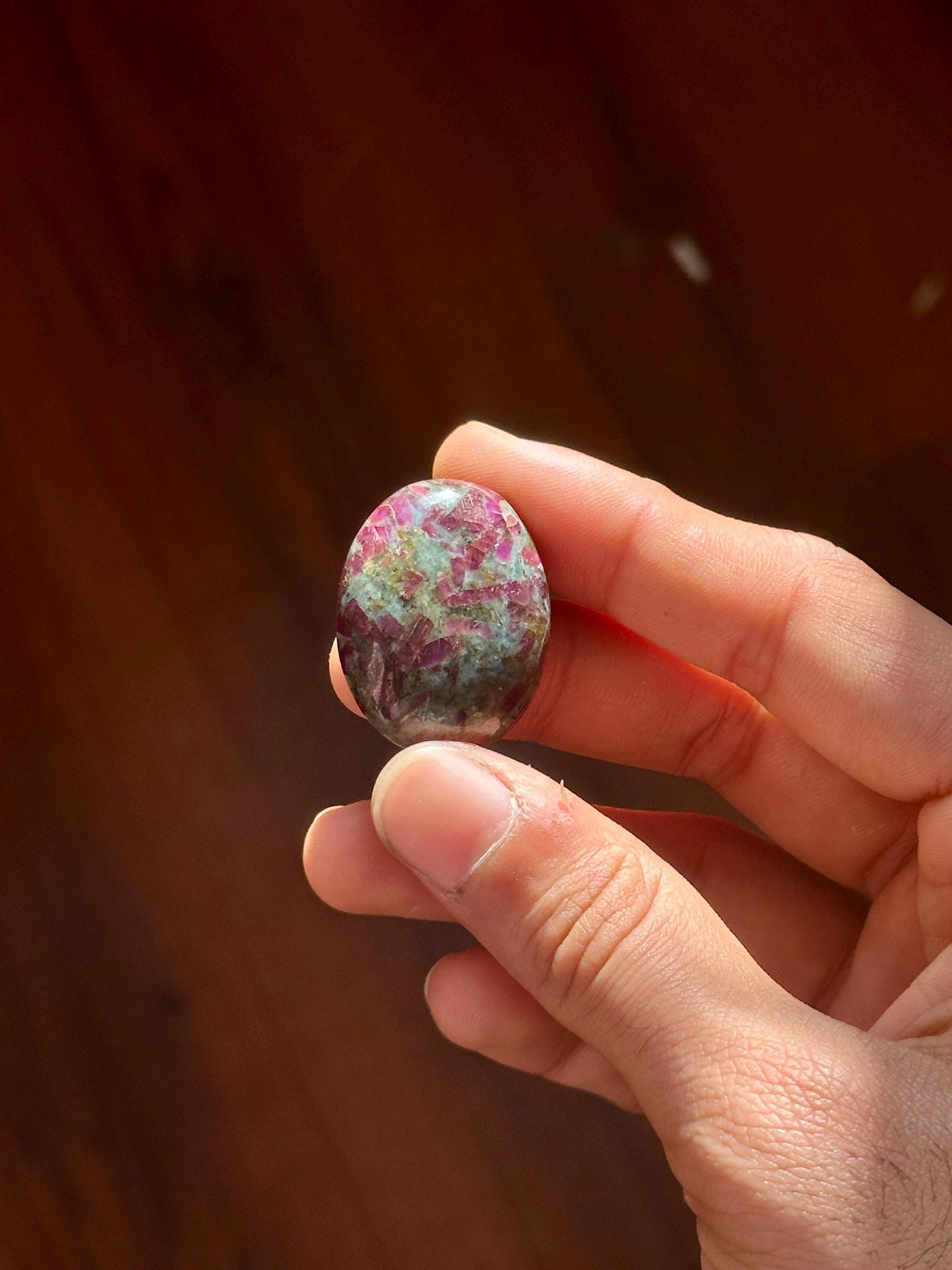 Deep Red Ruby Corundum Cabochon: Energy Healing Crystal (1.5 Inch)