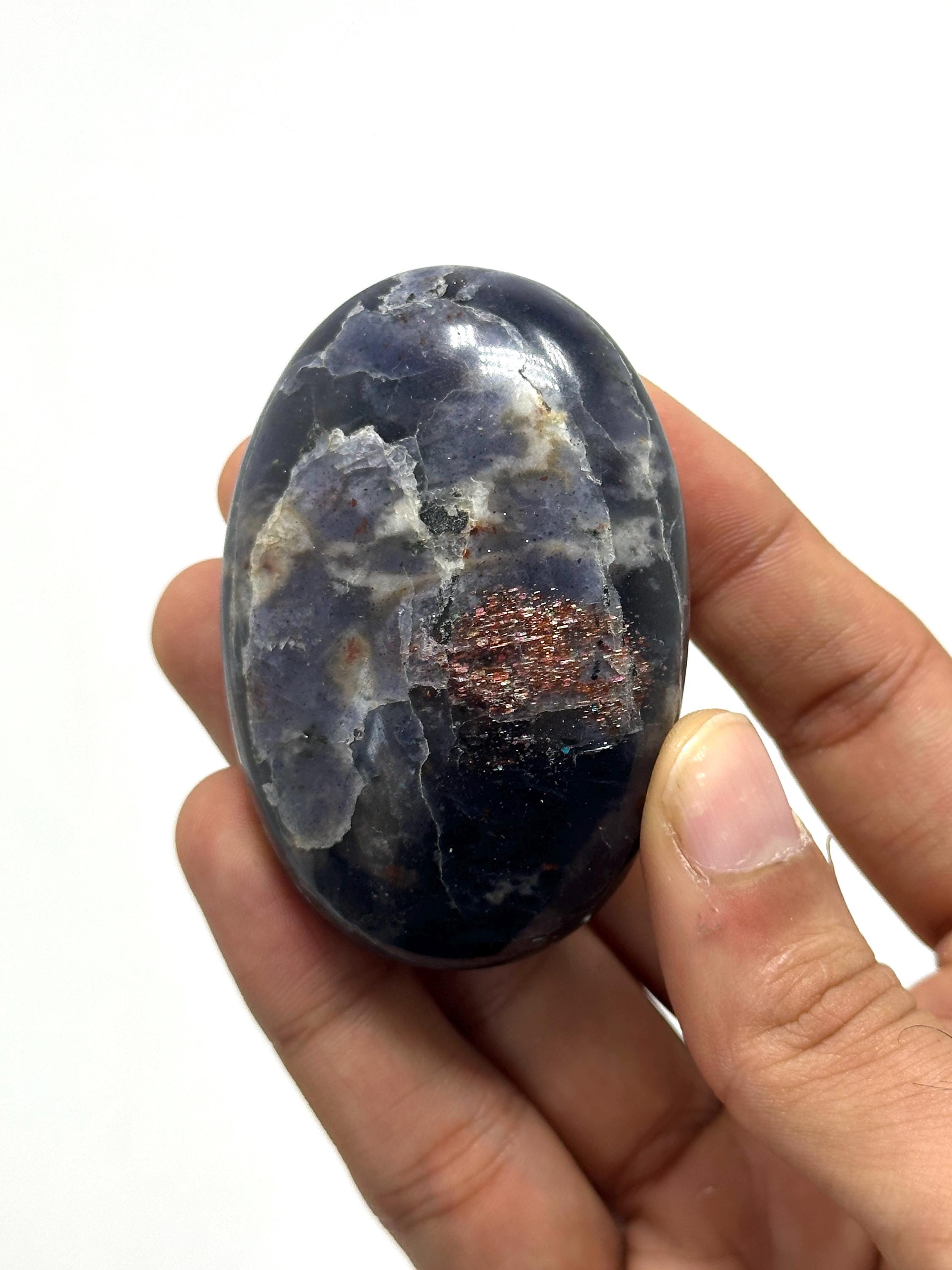 Polished Sunstone Palmstones with Iolite Base, Karur Healing Crystal