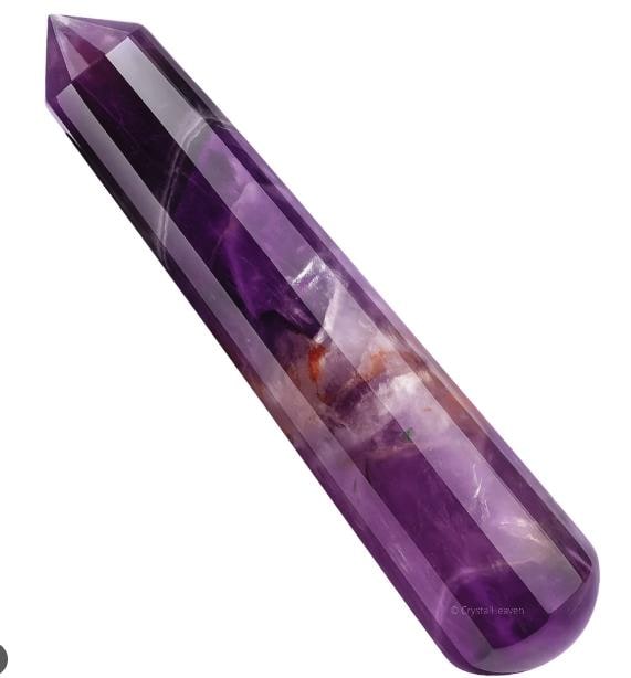 Handmade Amethyst Quartz Vogel Wand: 16-Sided Reiki Energy Amplifier