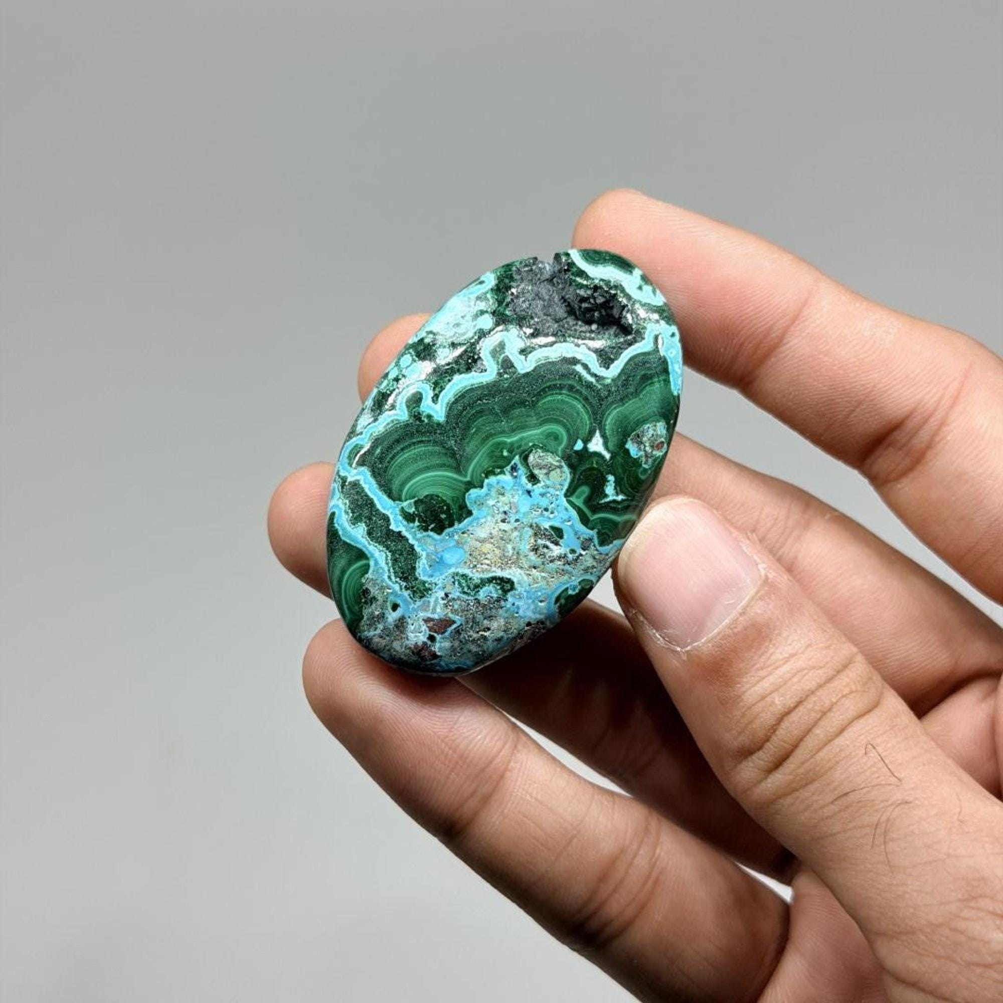 Chrysocolla Malachite Palmstones- Ocean Blue & Green Banded