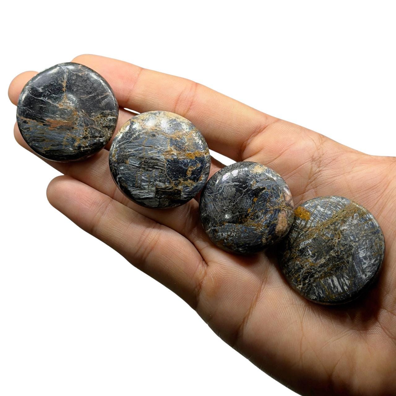 Hand Polished Pietersite Flatstone Natural Storm Stone Crystal for Meditation Healing