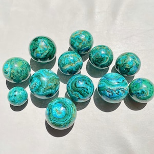 35–40mm | Chrysocolla Malachite Sphere - Ocean Blue & Green Banded