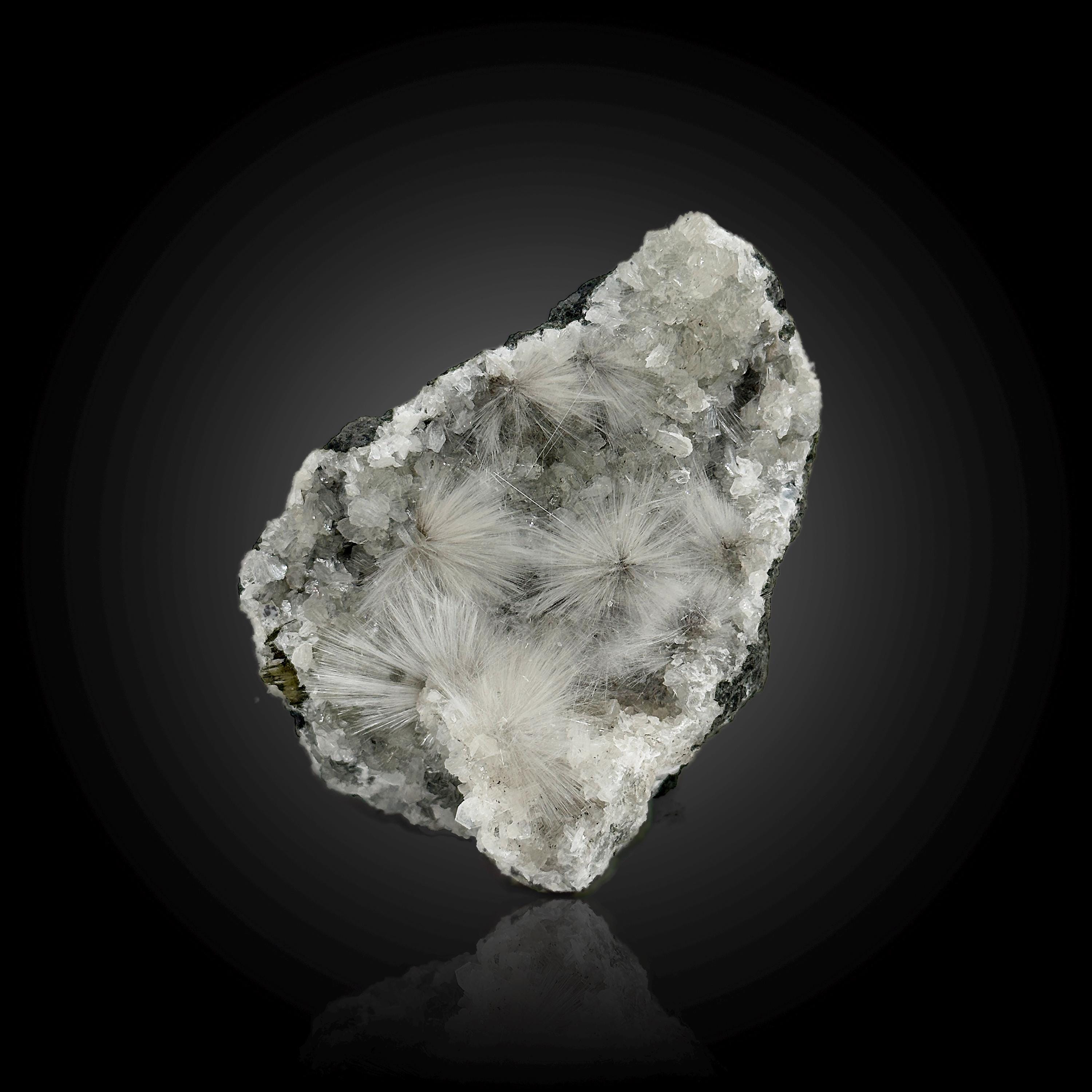 Mesolite Crystal Cluster: Radiating Needles on Matrix, India