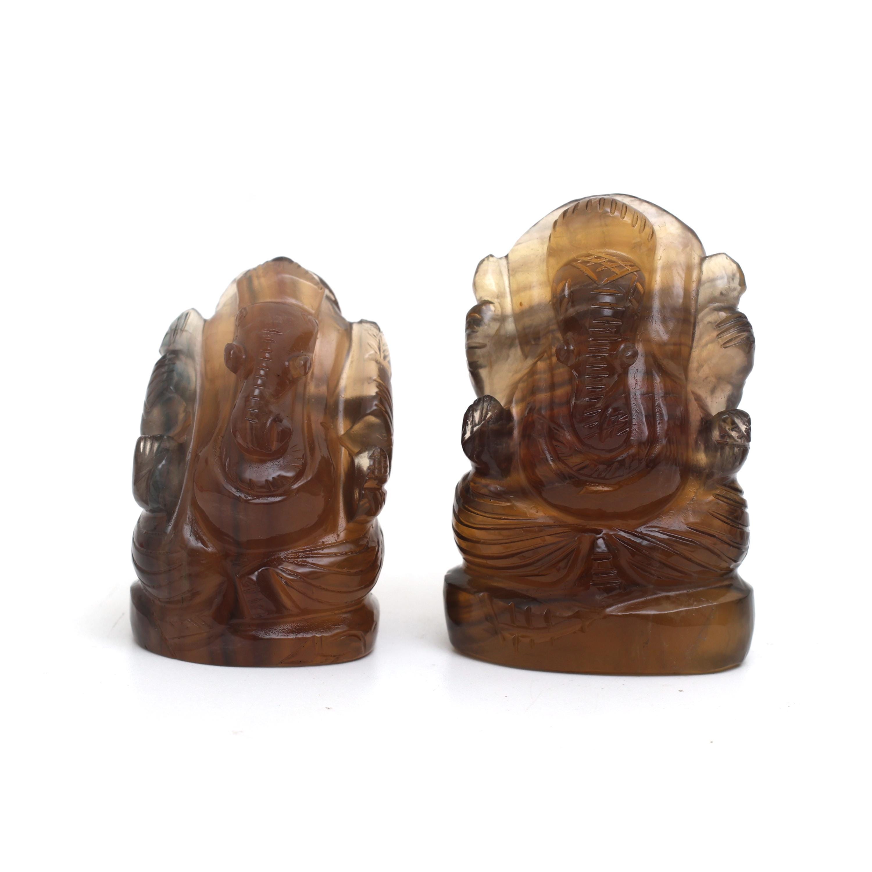 Hand-Carved Fluorite Ganesha Statue