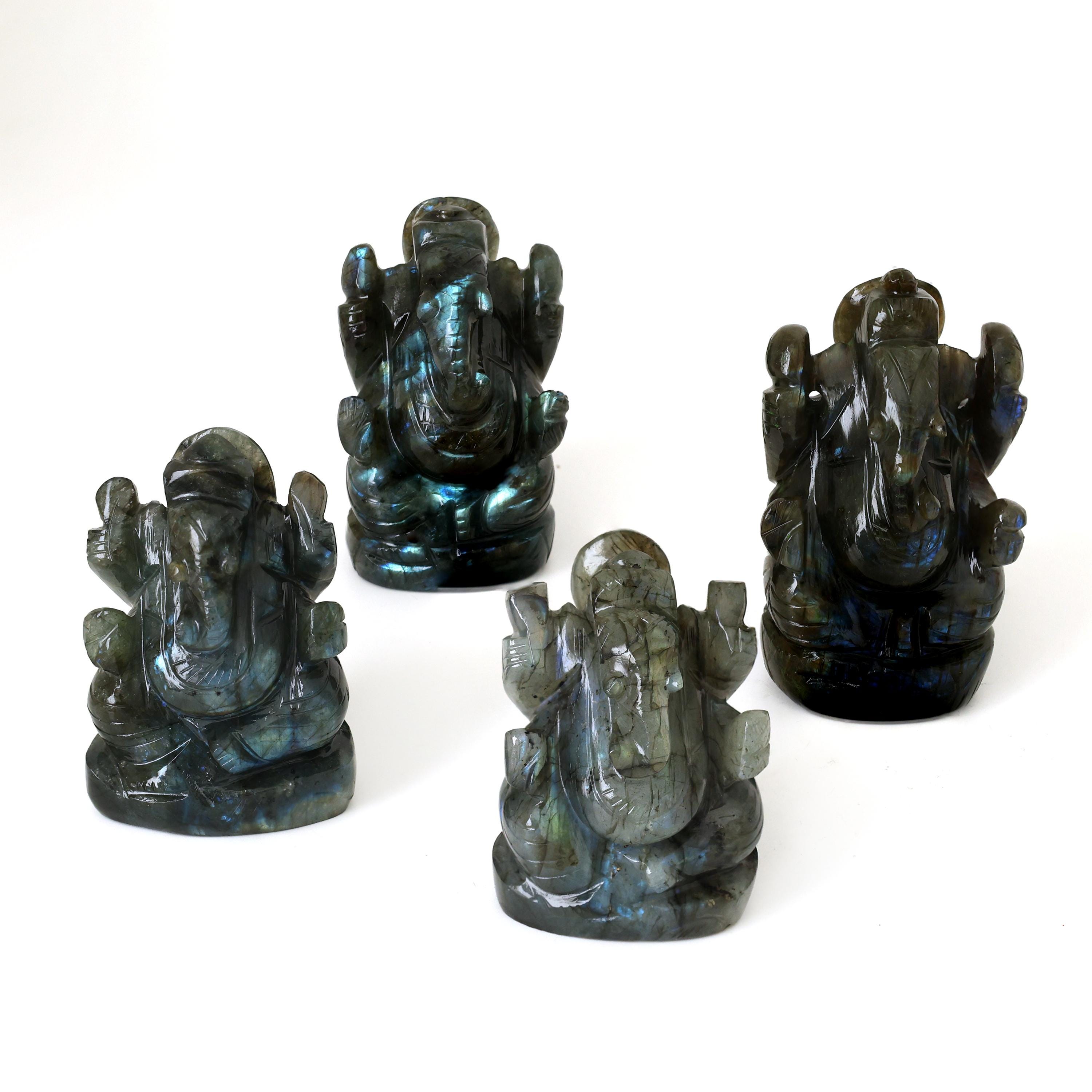 ラブラドライトのガネーシャ像｜手彫りのクリスタル象の置物 - Etsy 日本