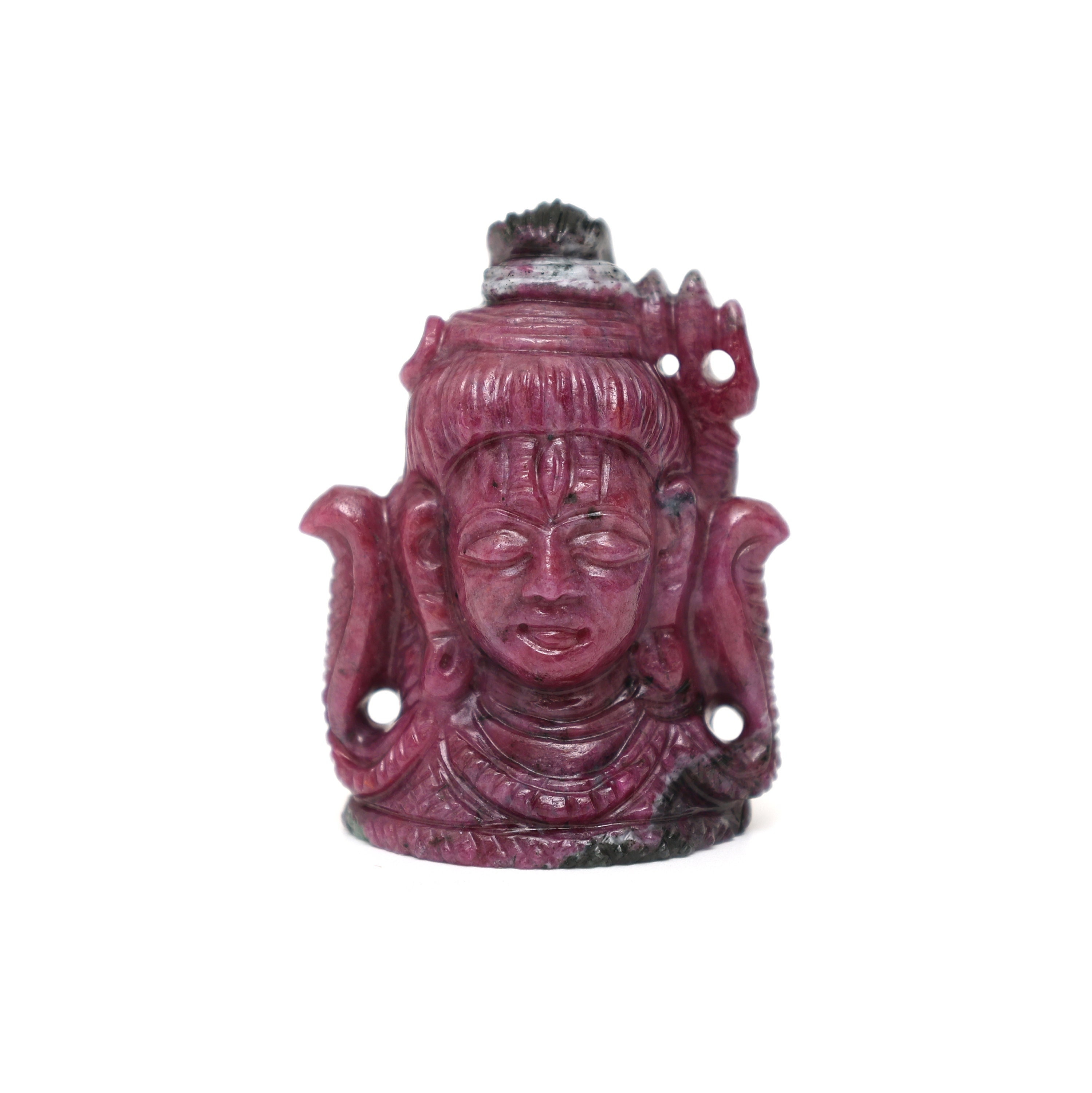 Ruby Zoisite Shiva Head Carving, Indian God Statue