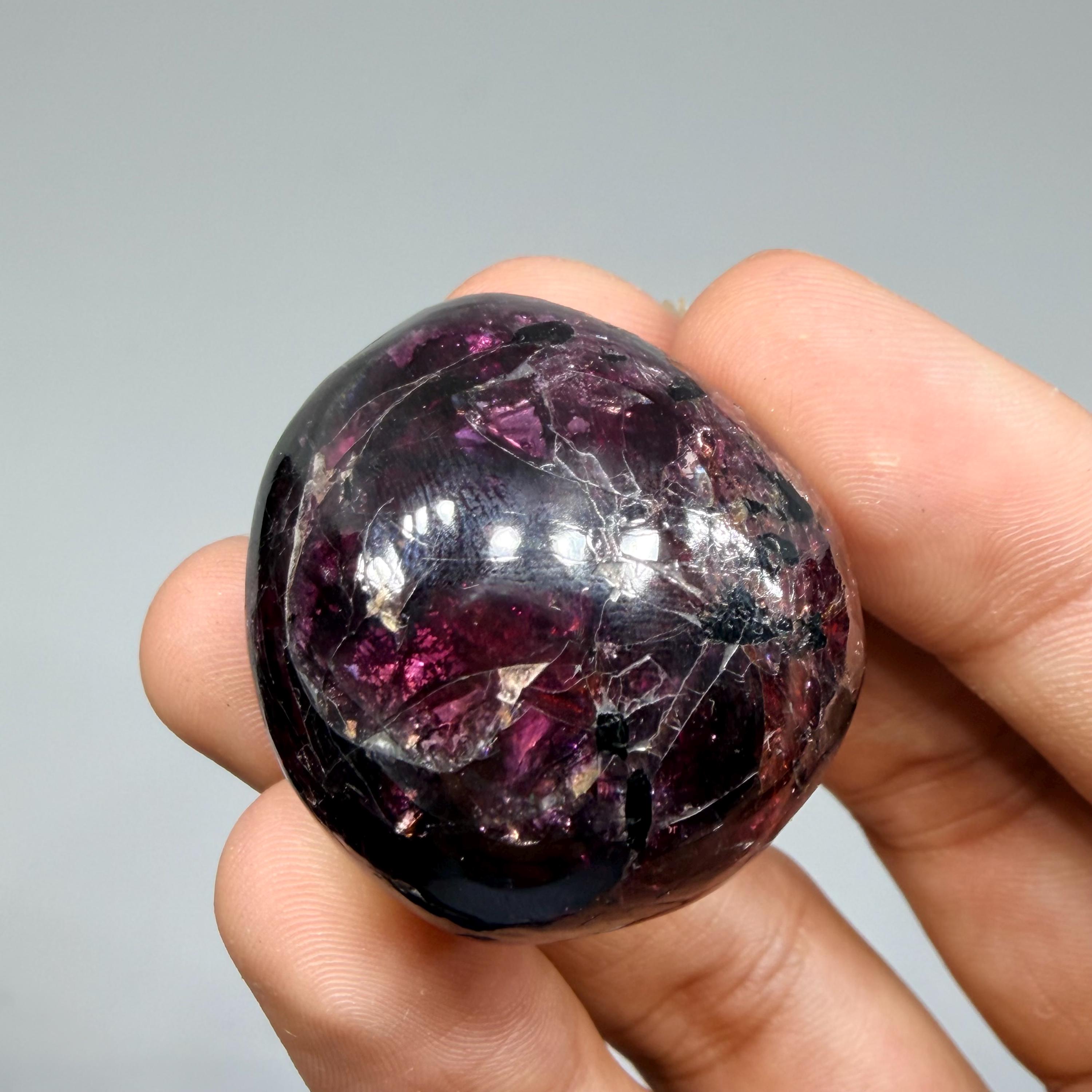 Rhodolite Garnet Palmstones: Polished Deep Pink Crystal Stone