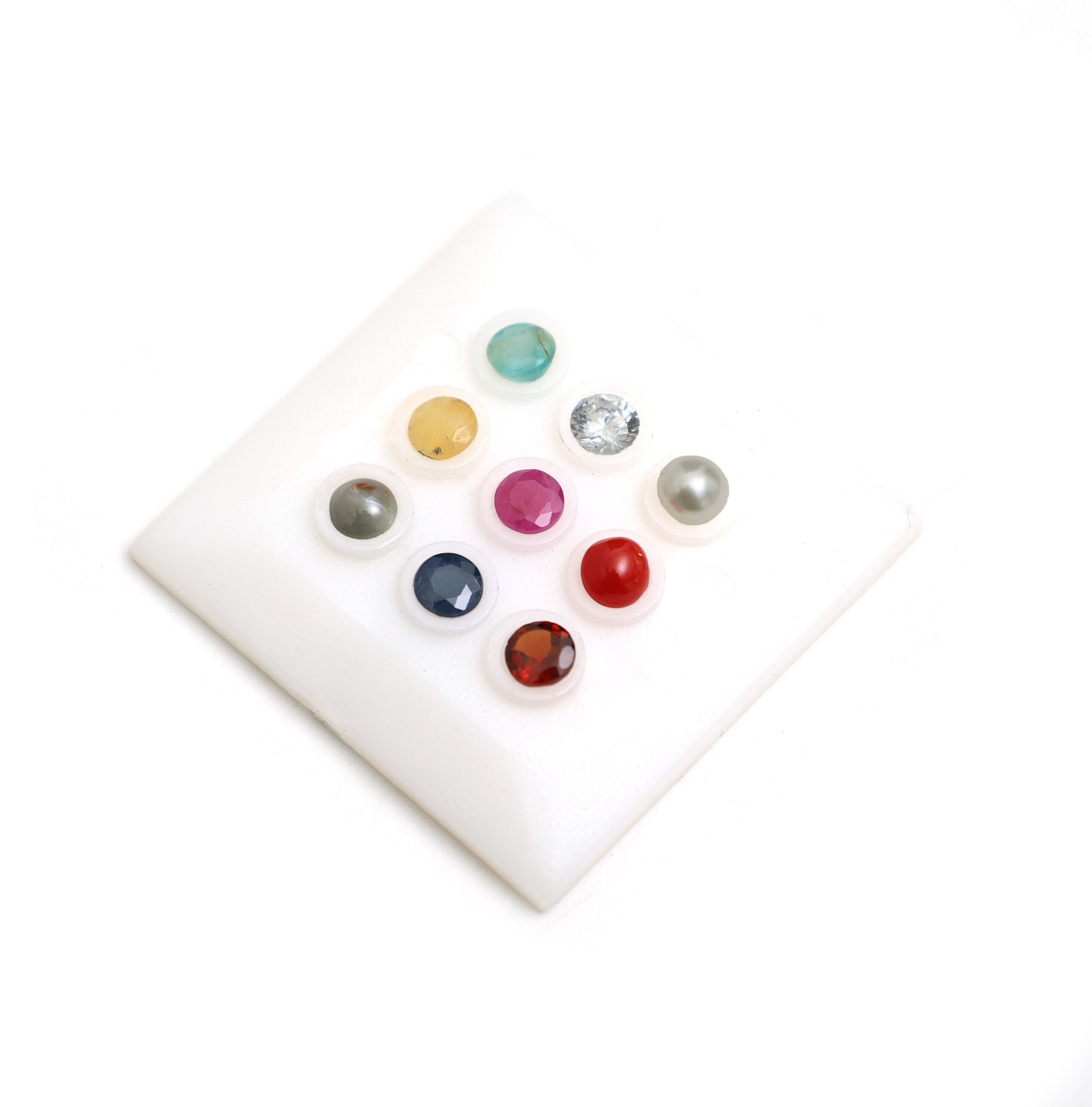 Natural Navratna Gemstone Set: Calibrated Round Jewelry Making Stones