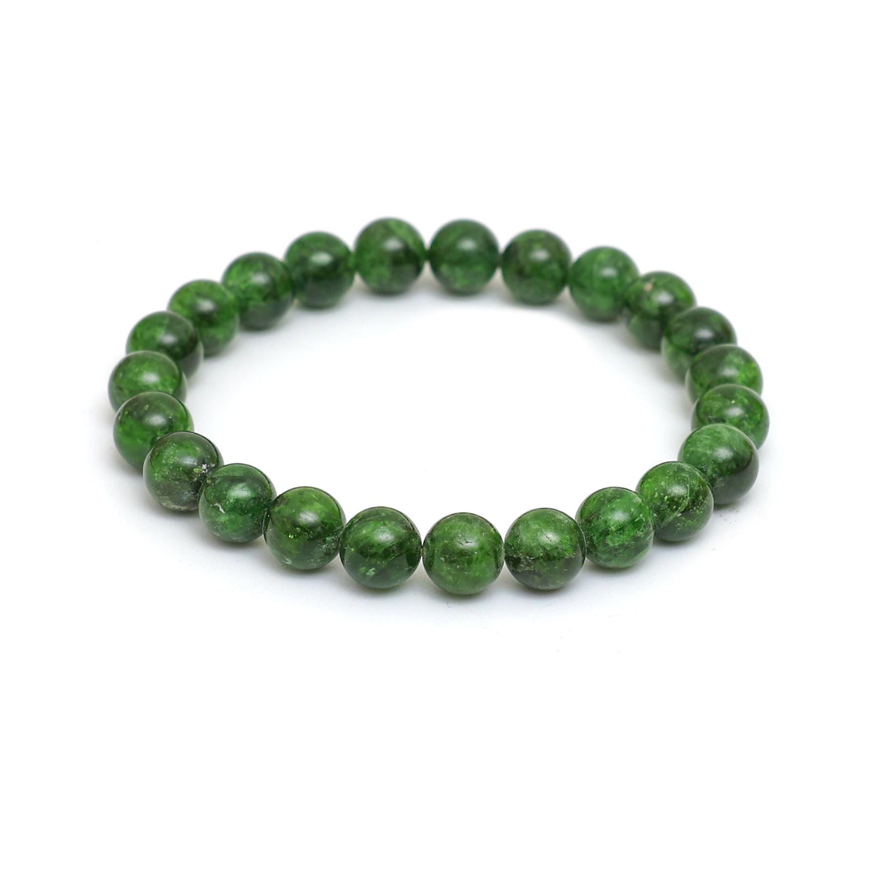 AAA Chrome Diopside Bracelet 8mm • Natural Green Crystal • Unisex Healing Jewelry