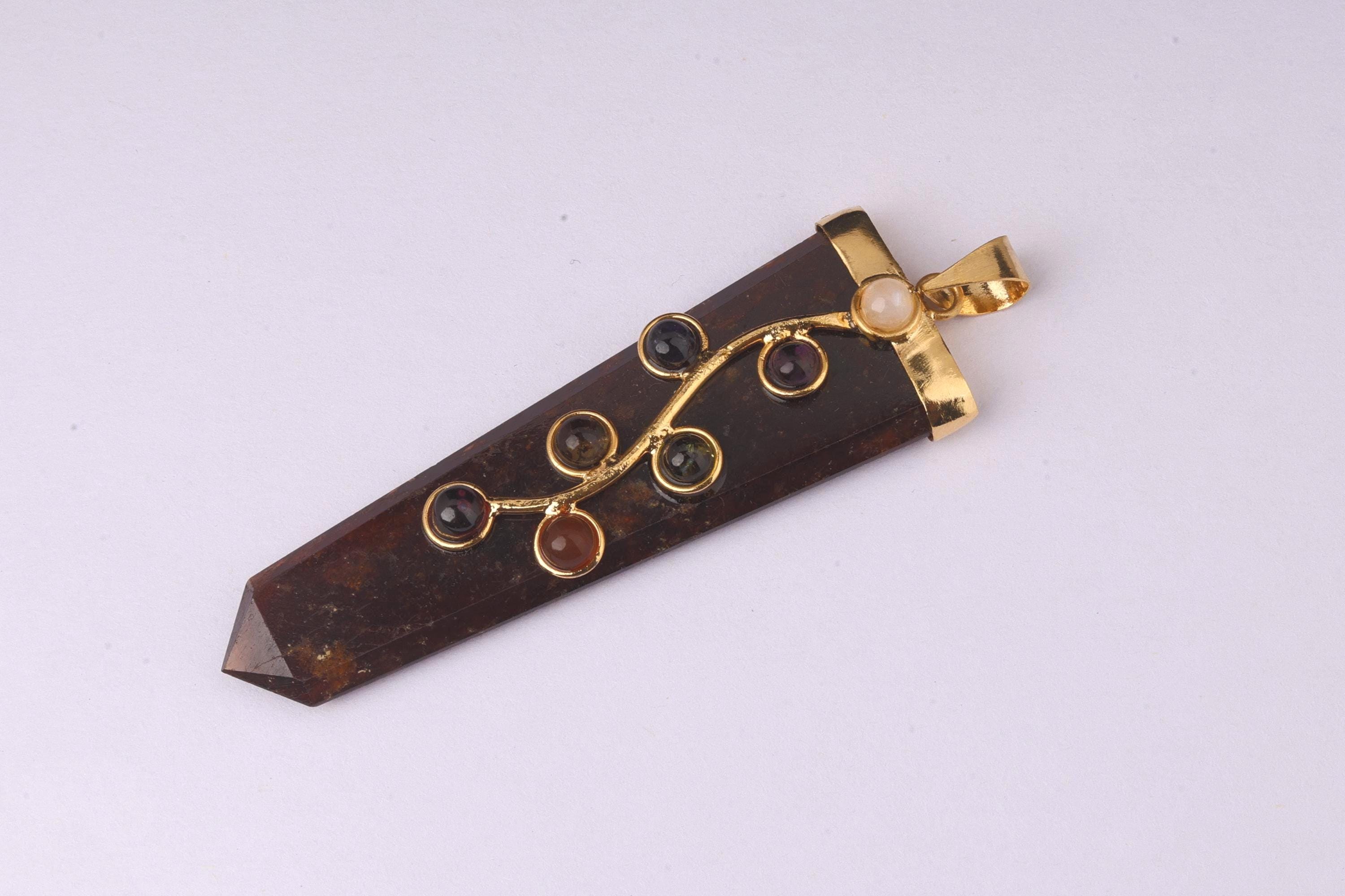 7 Chakra Garnet Point Pendulum Pendant