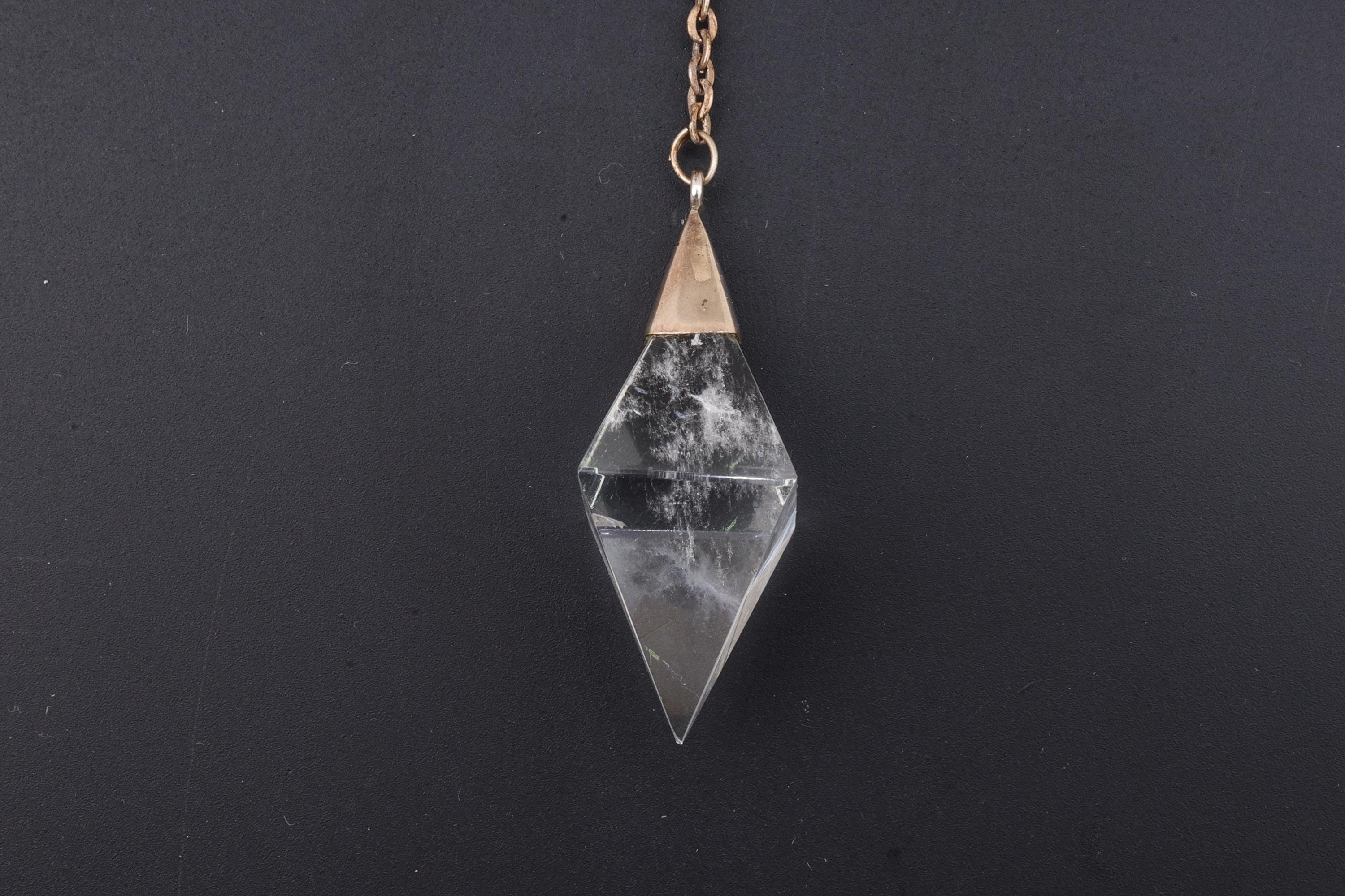 Clear Quartz Faceted Bicone Pendulum Pendant