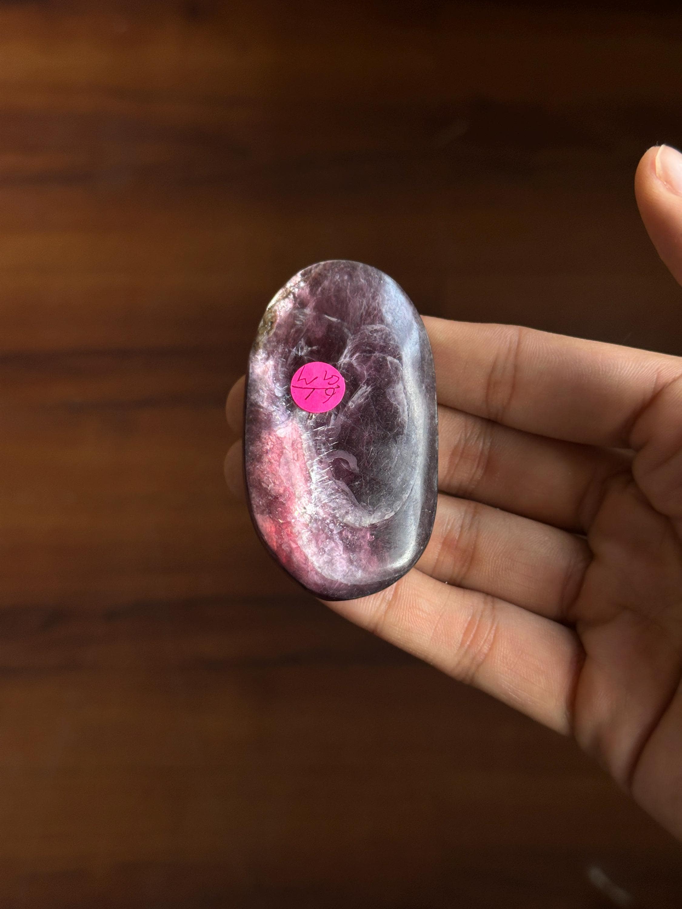 Polished Lepidolite Palmstones: Calming Gemstone from Brazil (61g, #H