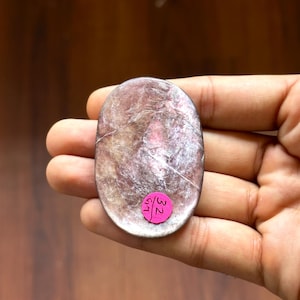 Gem Lepidolite Palmstone • High-Grade Shimmer Purple Lepidolite • Calming Stone for Anxiety Relief • Polished Mica from Brazil - #C, 32g