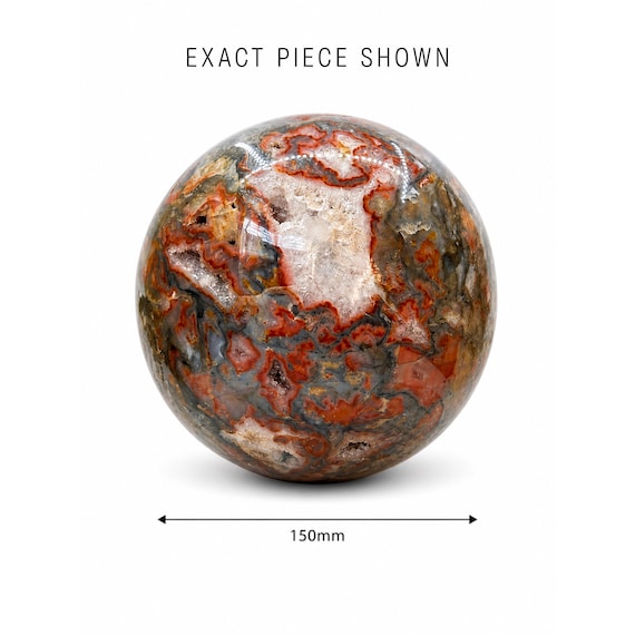 150mm 3.1kg | Red Moss Agate Sphere - Earthy Crimson & Mossy Patterns