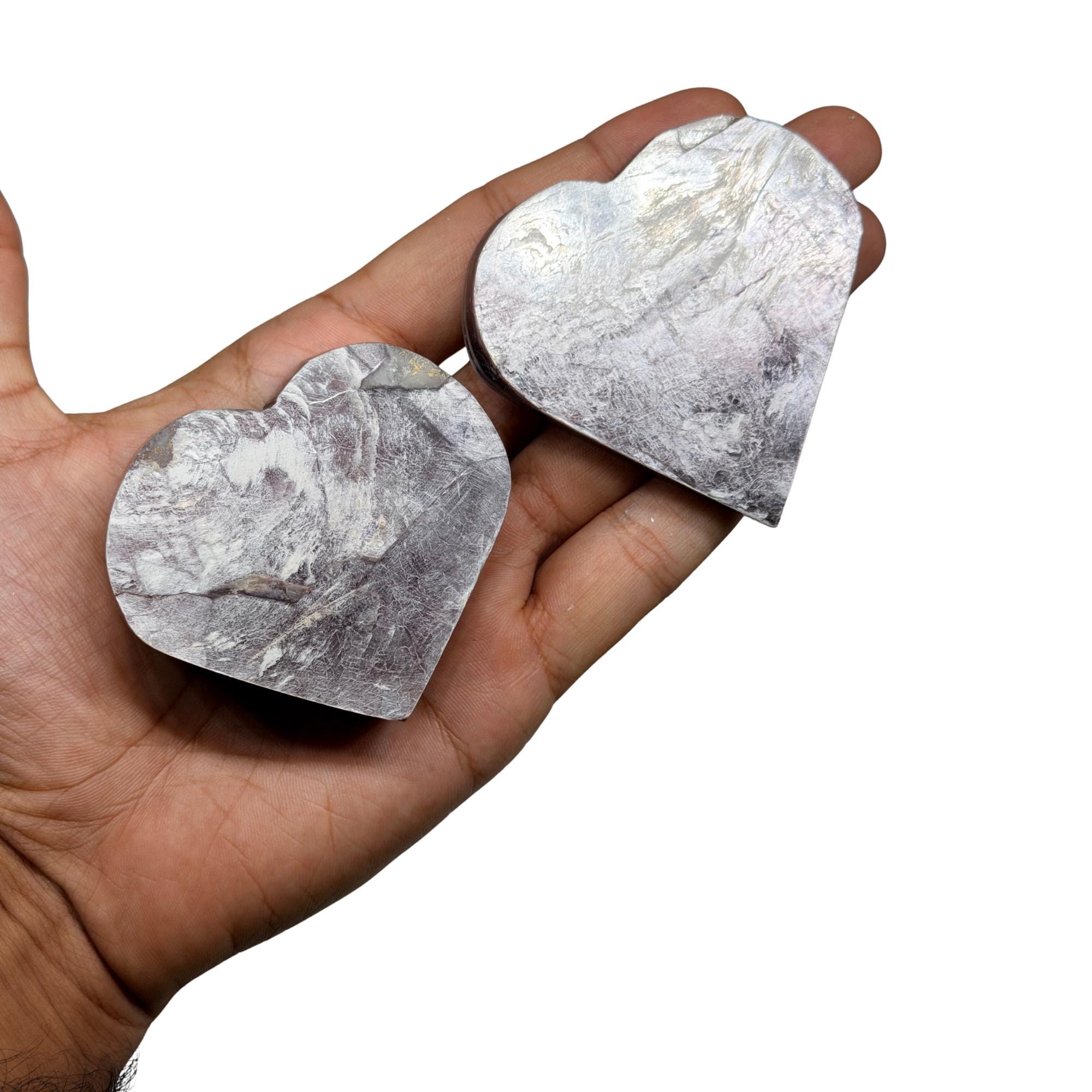 Gem Lepidolite Heart: Shimmering Purple Calming Stone
