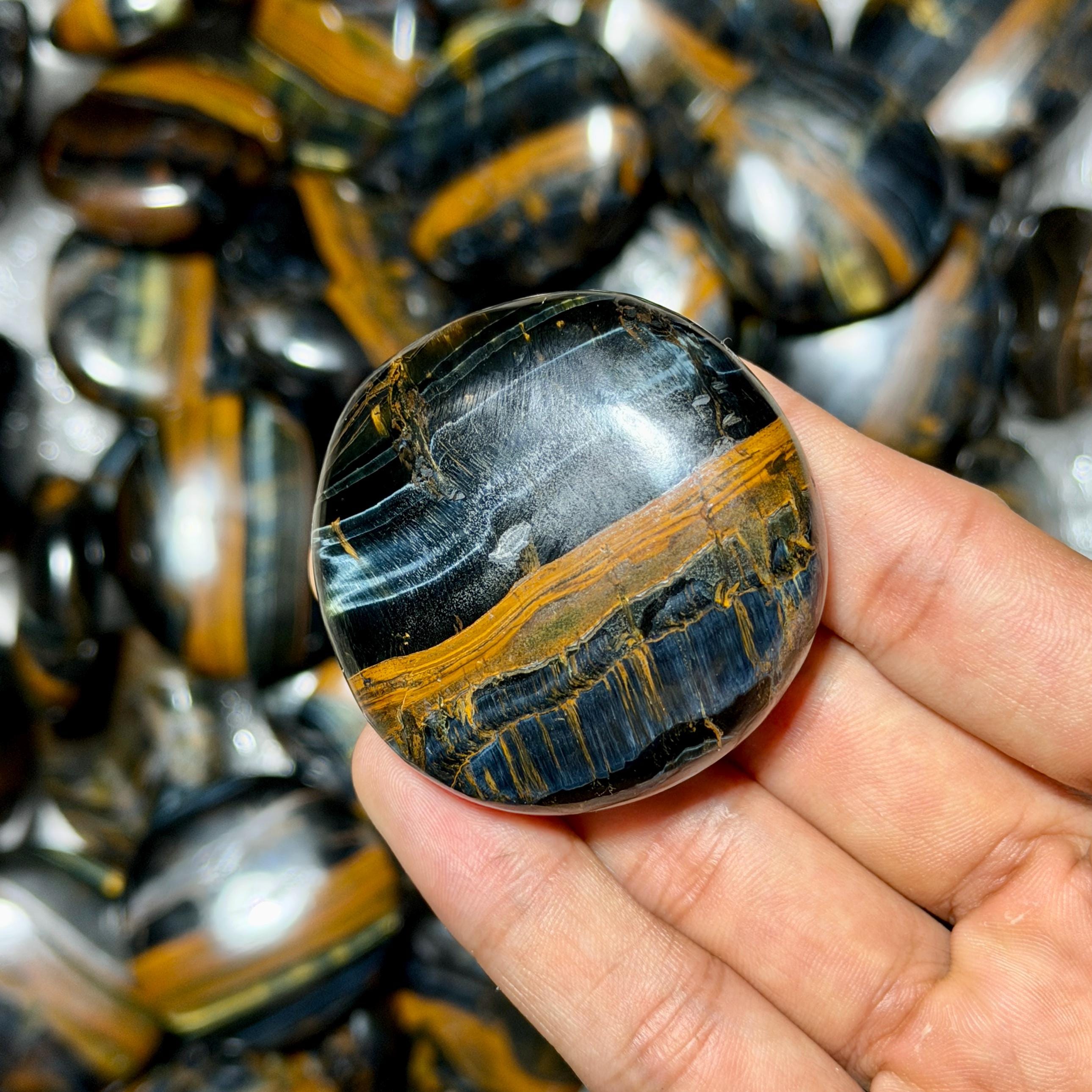 Blue Tiger Eye Palmstones (Hawk’s Eye)