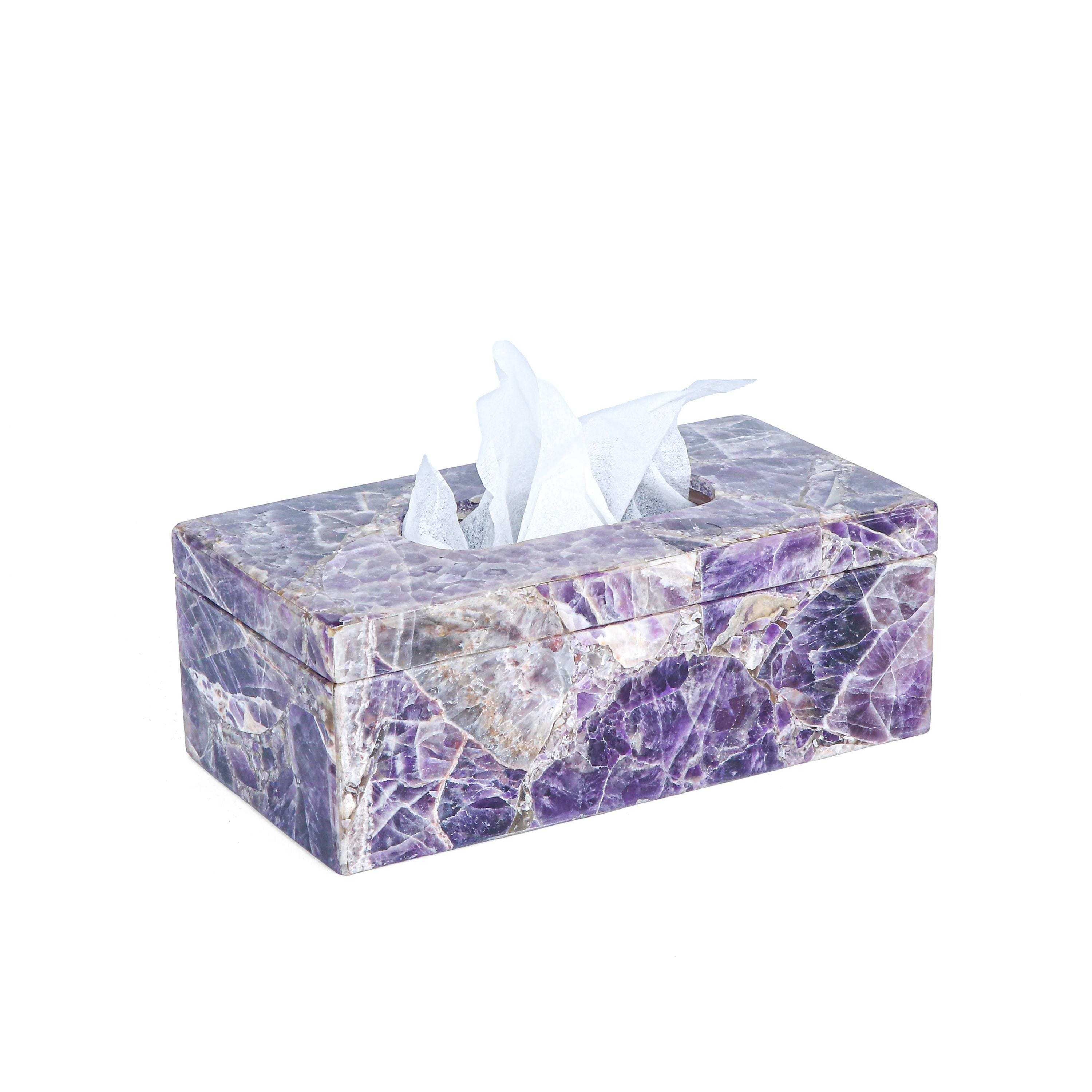 Amethyst Resin Cathedral Rectangular Tissue Box