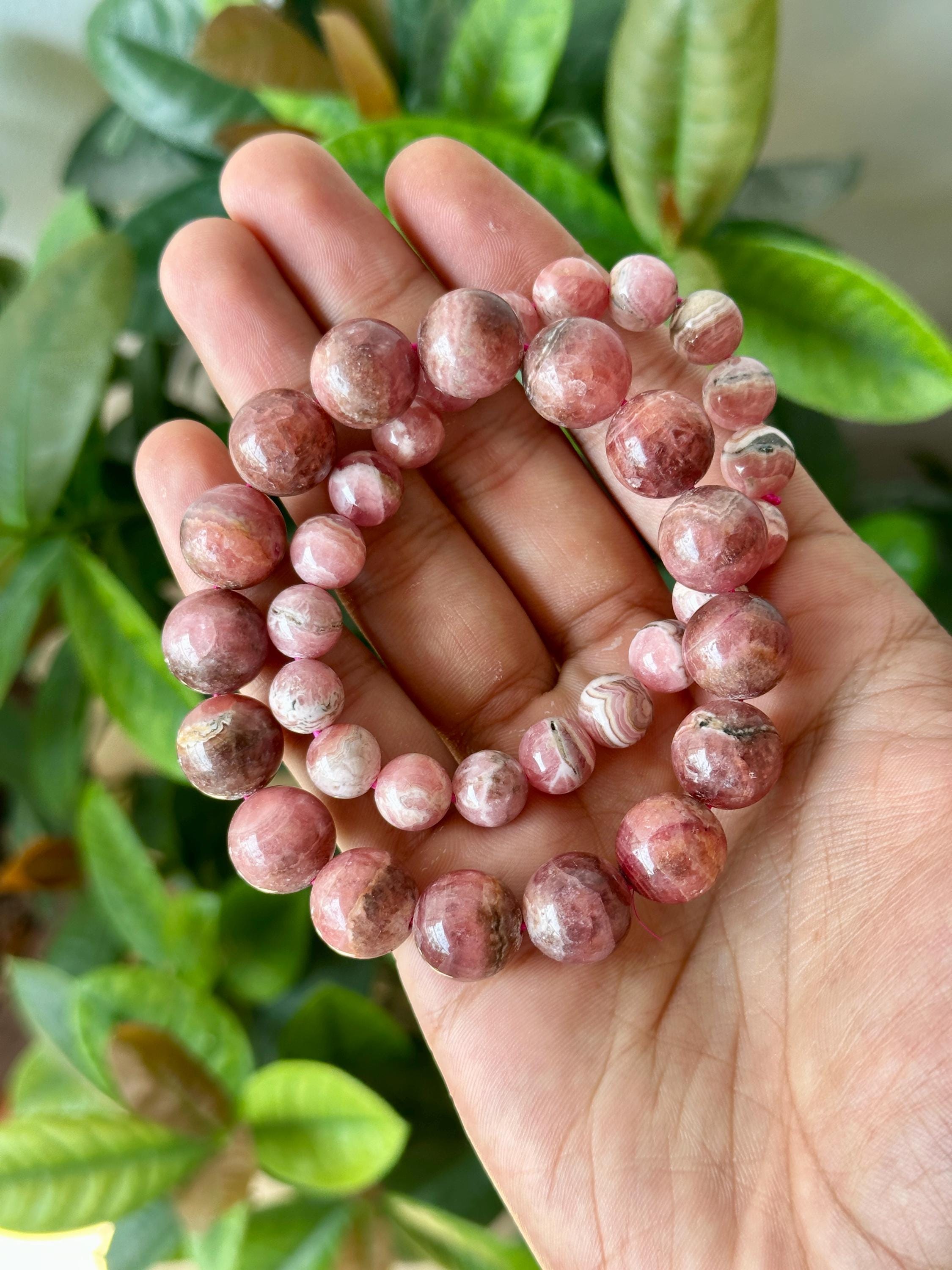 AAA Rhodochrosite Bracelet: Natural Pink Crystal, Argentina Origin
