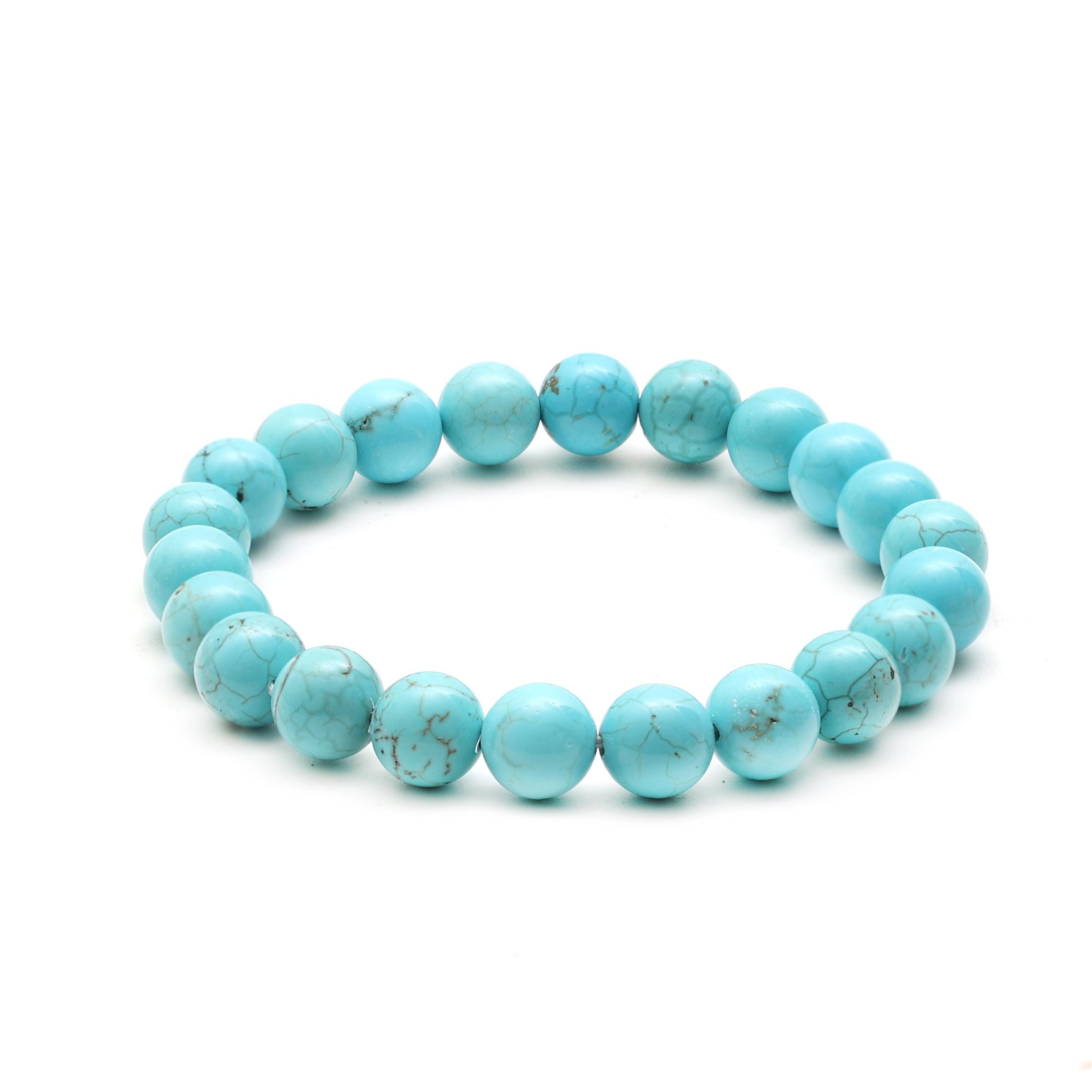 Turquoise Bracelet: Vibrant Azure Spheres with Earthy Matrix Veining