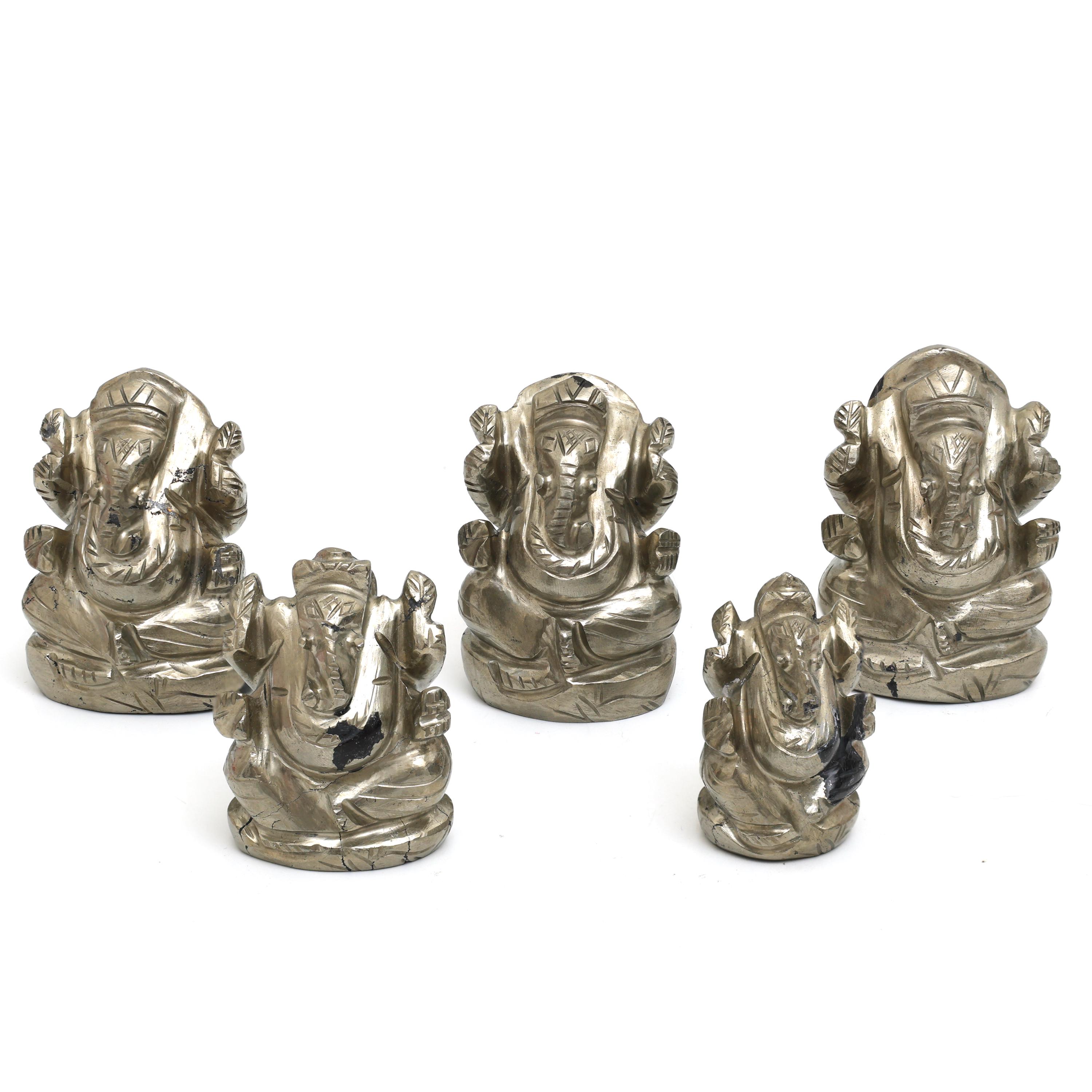 Hand-Carved Pyrite Ganesha Statue