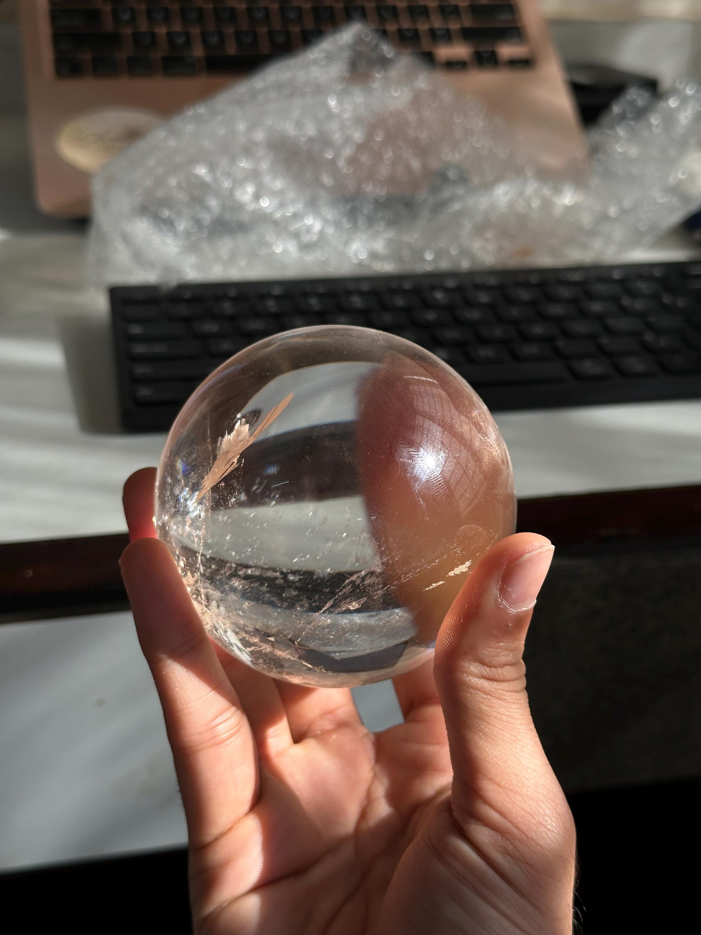 Optically Clear Himalayan Quartz Sphere