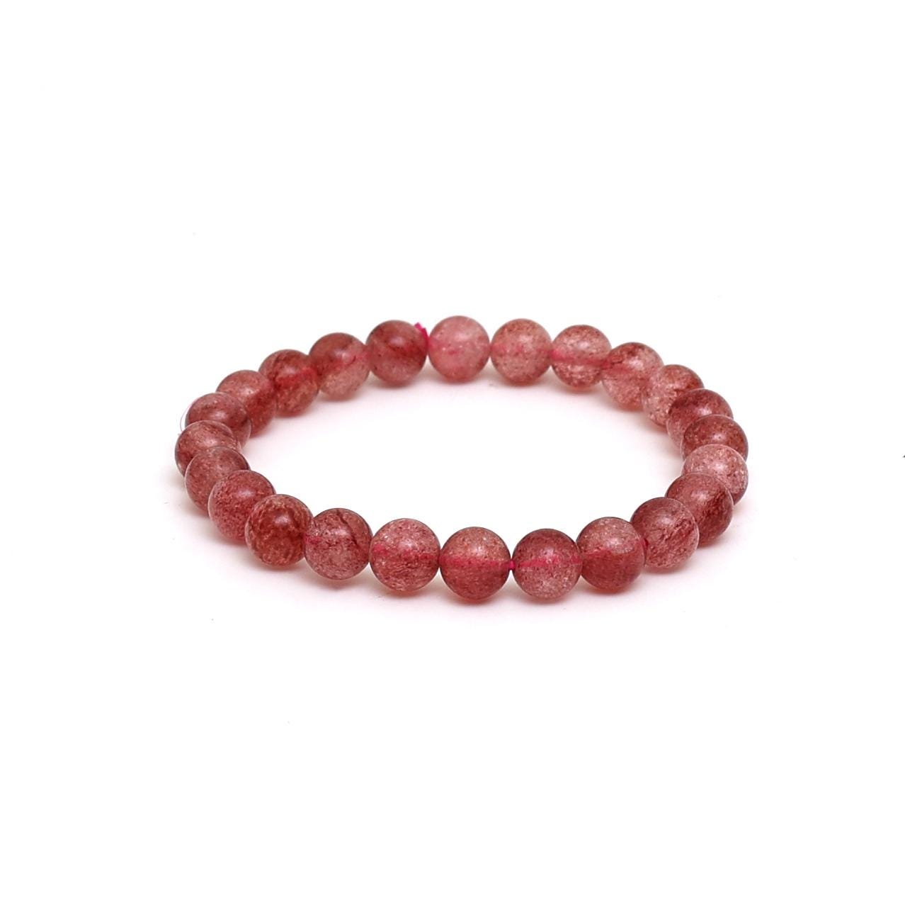 AAA Strawberry Quartz 8mm Bracelet • Natural Pink Crystal Beads • Unisex Healing Jewelry