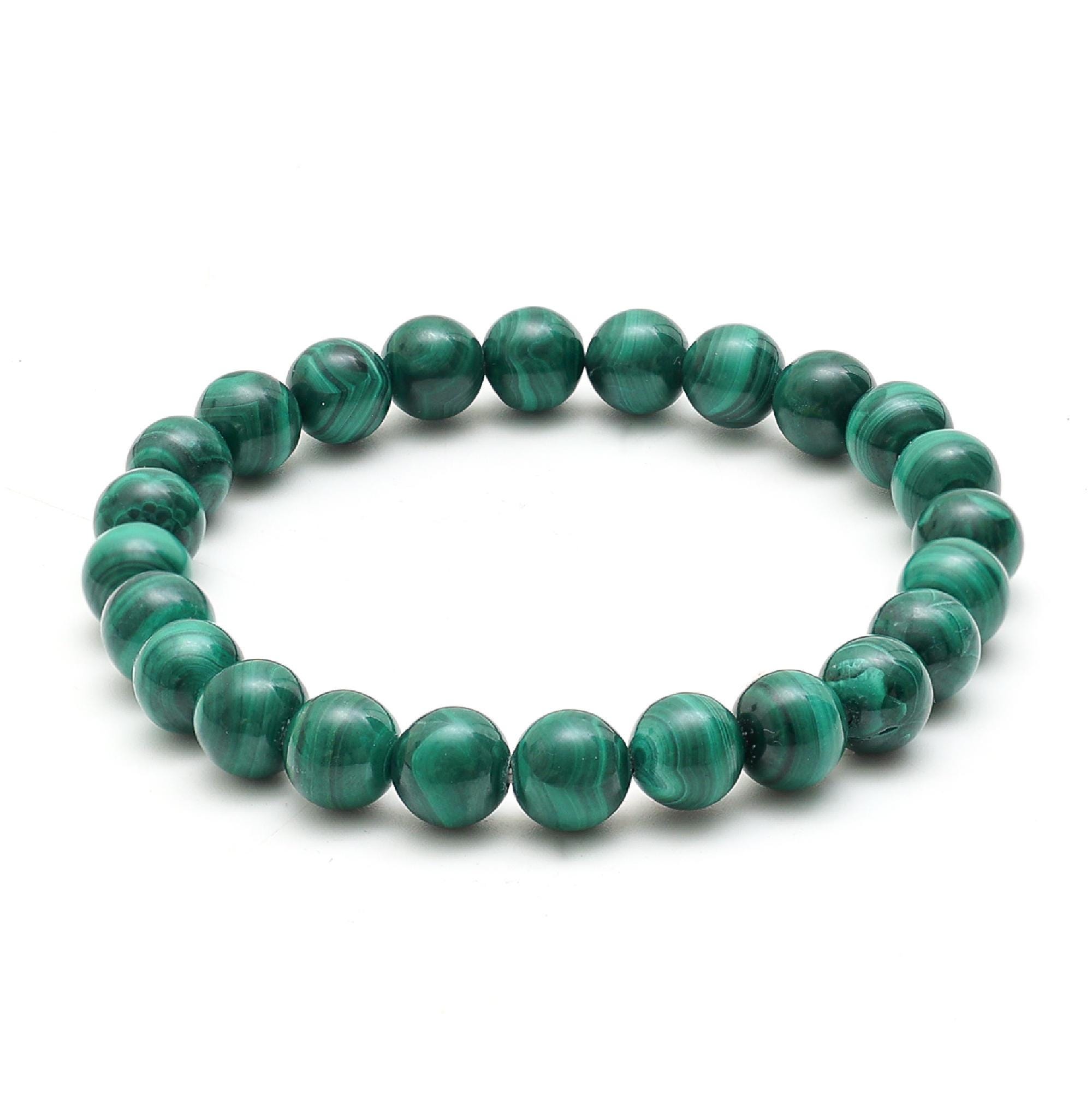 Malachite Bracelet: High-Luster Botanical Green Gemstone Strand