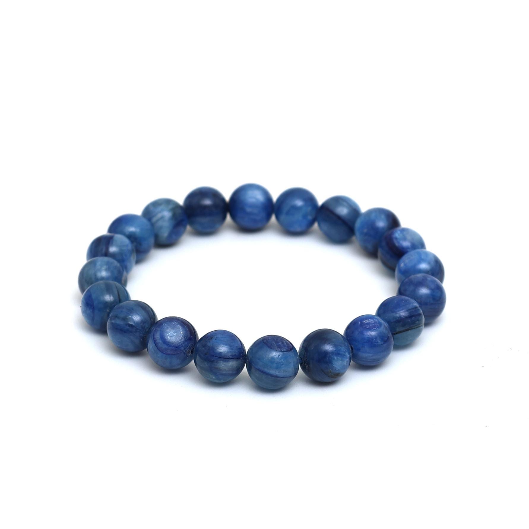AAA Blue Kyanite Bracelet • Natural Crystal Beads • Unisex Healing Jewelry