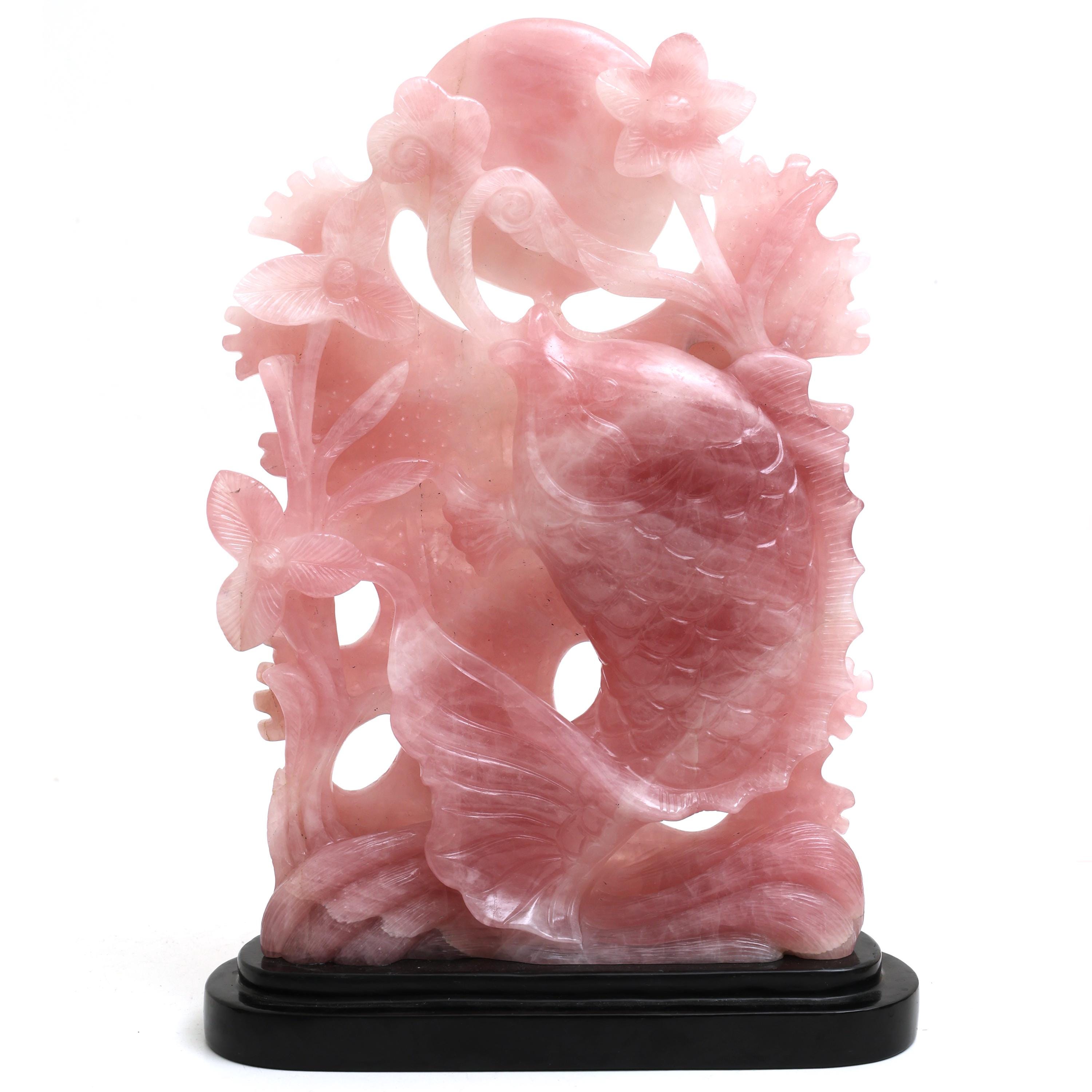 Rose Quartz Koi Fish Sculpture