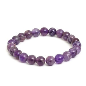 Amethyst bracelet round bead, Amethyst crystal gemstone bracelet, Purple gemstone bracelet ,Stretchable flexible bracelet, unisex bracelets