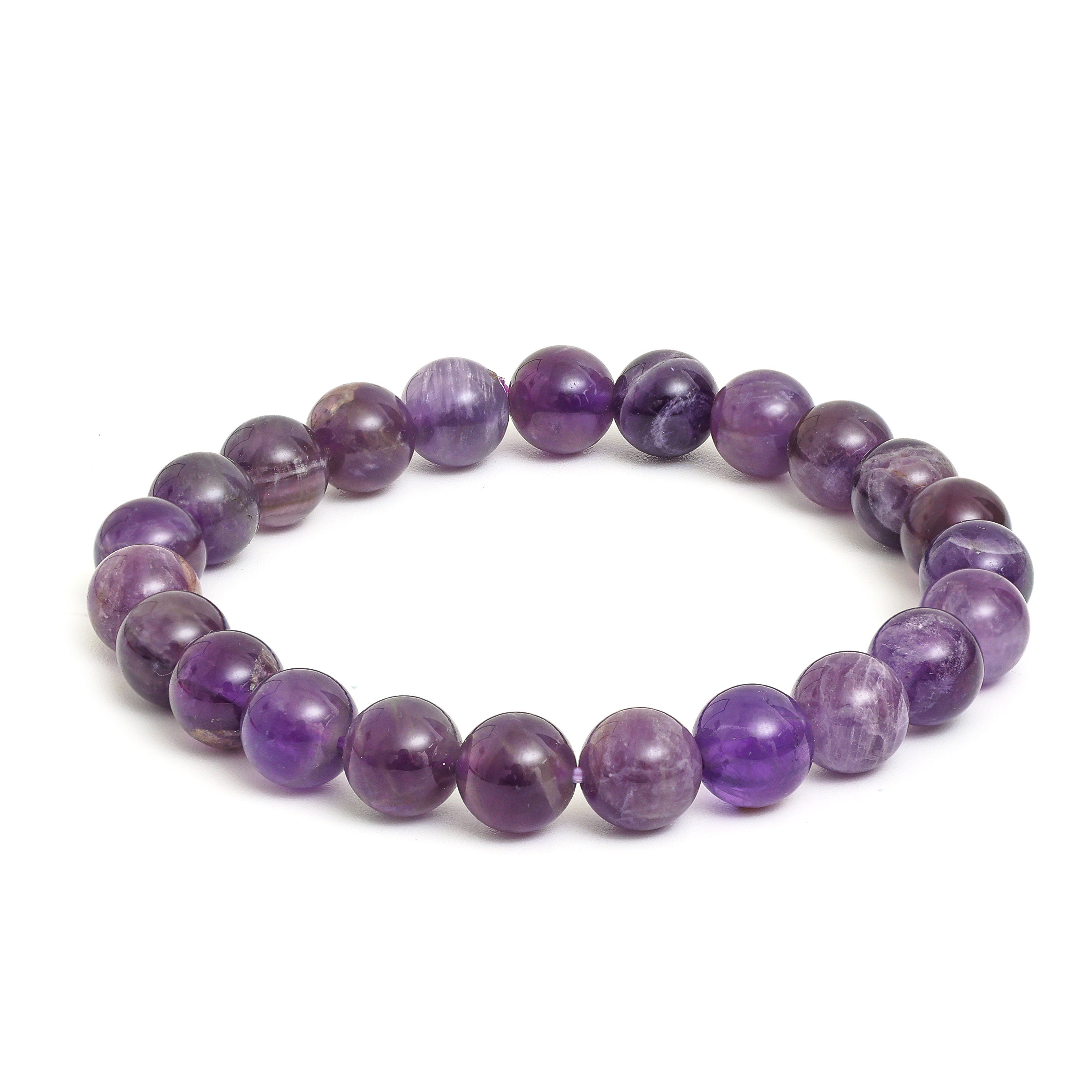 Amethyst bracelet round bead, Amethyst crystal gemstone bracelet, Purple gemstone bracelet ,Stretchable flexible bracelet, unisex bracelets