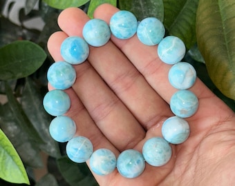 AAA Larimar Bracelet: Caribbean Ocean Blue Stone, Calming Energy