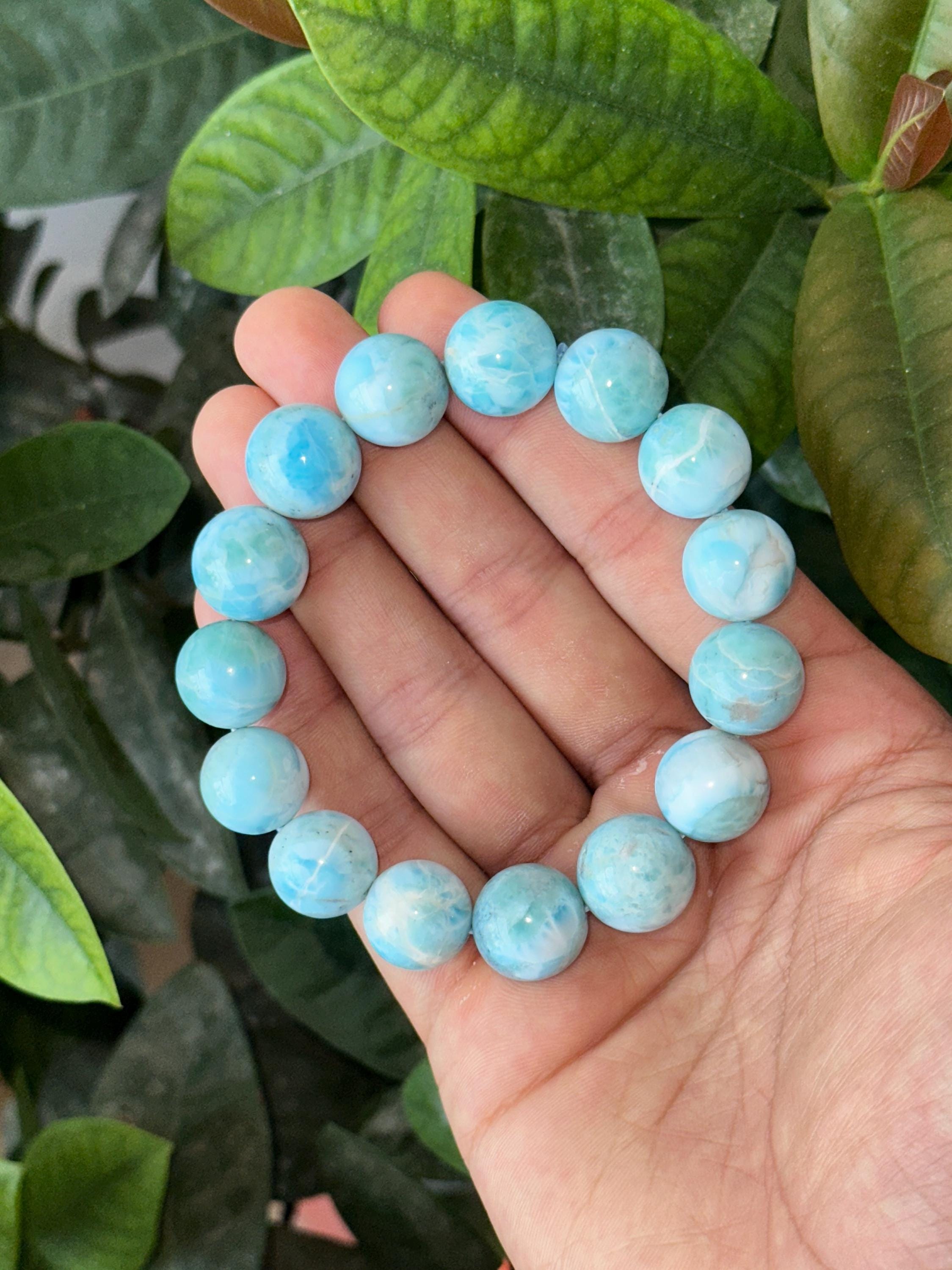 AAA Larimar Bracelet: Caribbean Ocean Blue Stone, Calming Energy