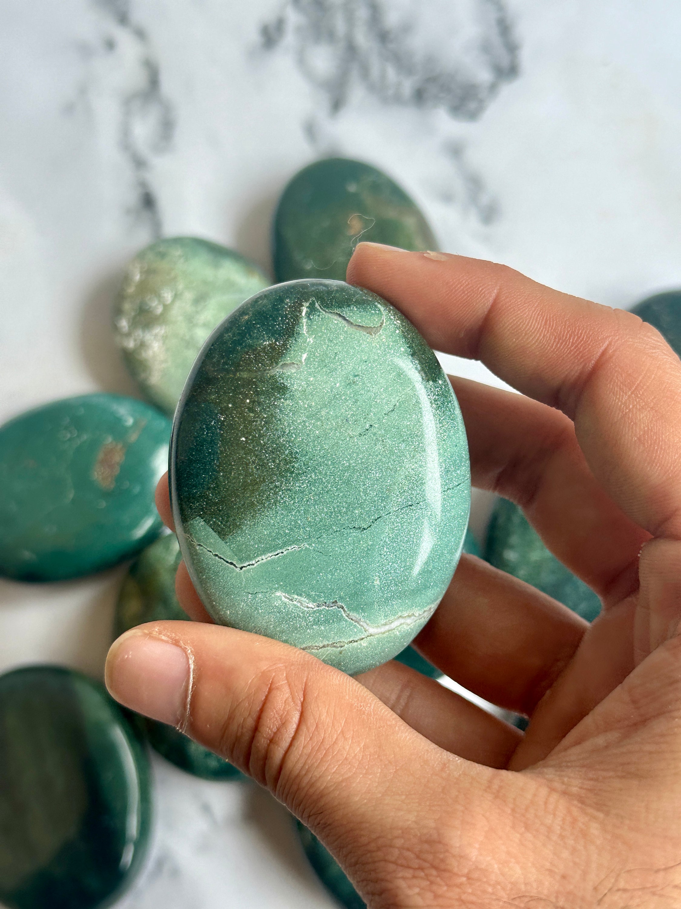 Green Jasper Palmstones: Natural Healing Crystal, Heart Chakra