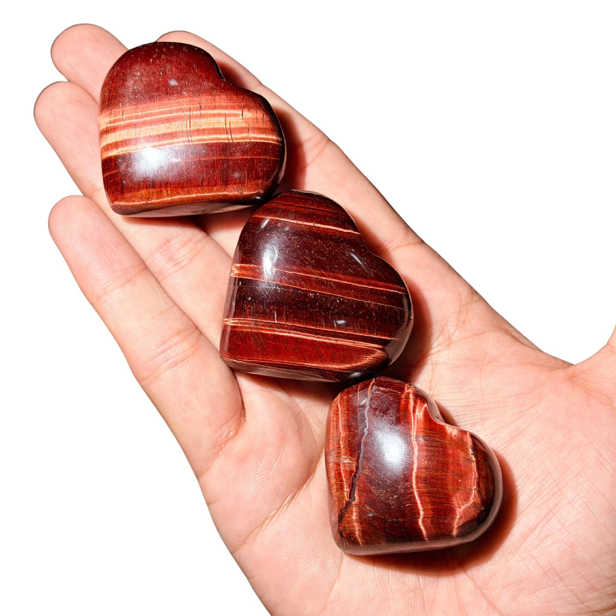 Chatoyant Red Tigers Eye Hearts