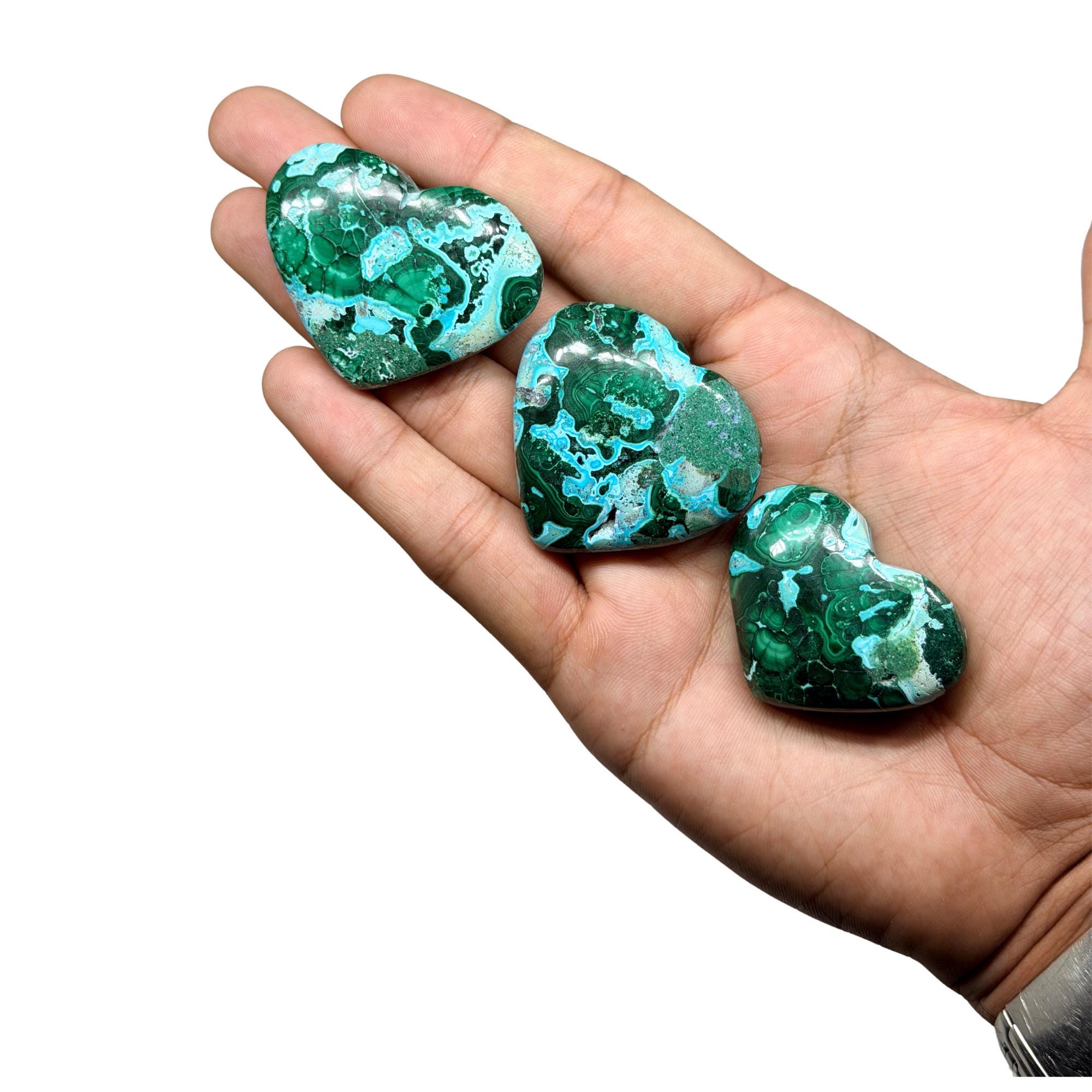Chrysocolla Malachite Hearts