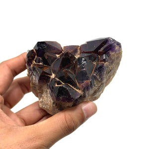 376g Red-Capped Amethyst Cluster (Auralite-23), Natural “Alien Amethyst” from India, Hematite-Tipped Crystal on Matrix
