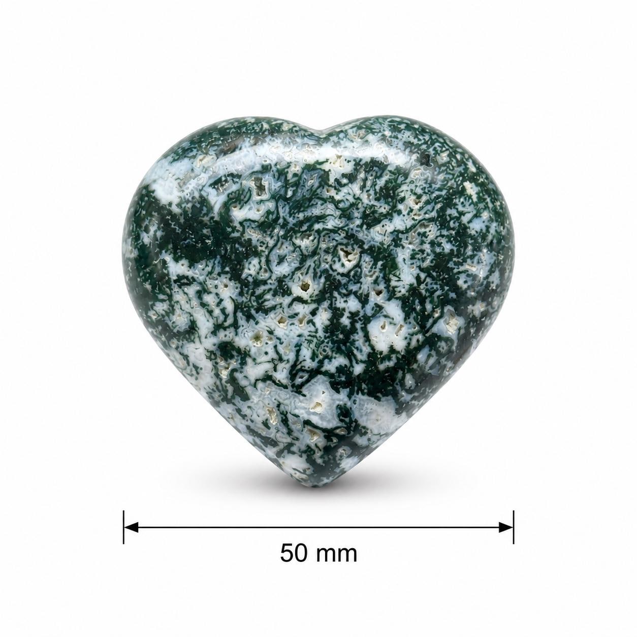 Moss Agate Heart: Natural Forest Green Crystal, XL Healing Palmstone