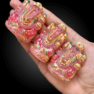 Hand-Painted Rose Quartz Ganesha Idol: Indian Carving, Love & Blessings