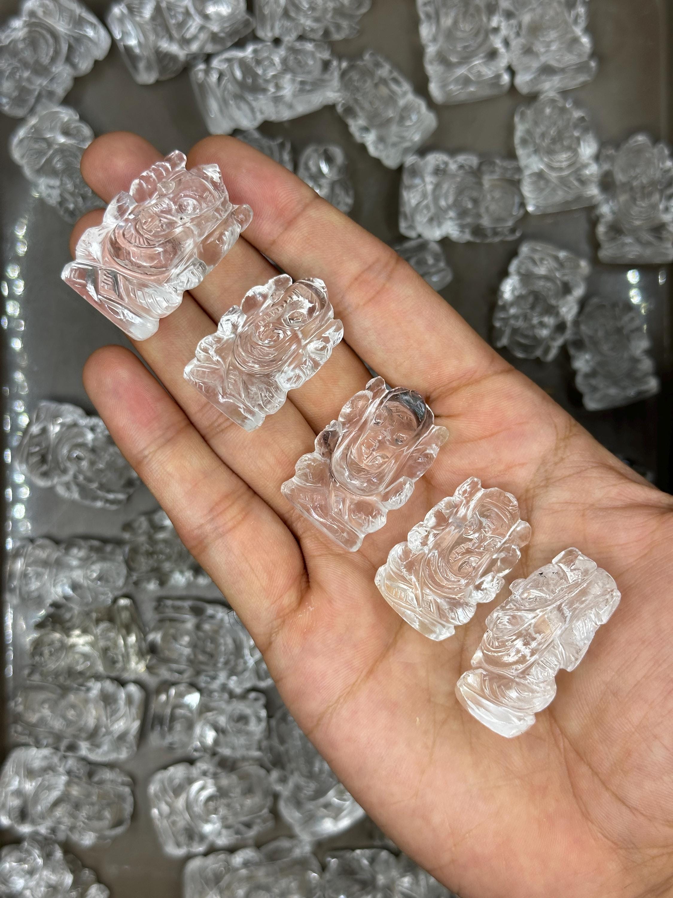 Clear Quartz Ganesha, 8g, 1.2x0.8x0.5in, Polished Spiritual Carving, Jewelry Pieces