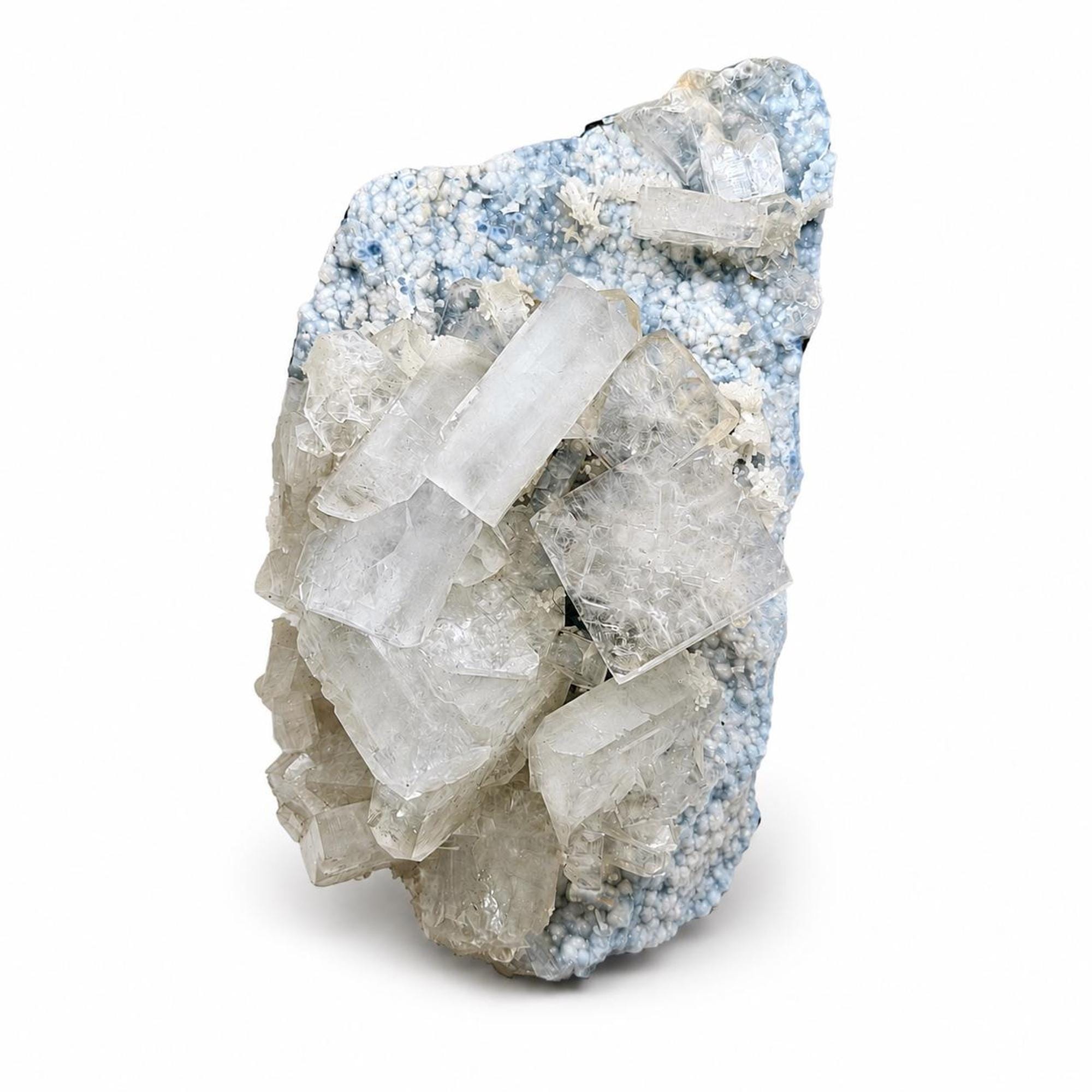Apophyllite on Blue Chalcedony Cluster #11