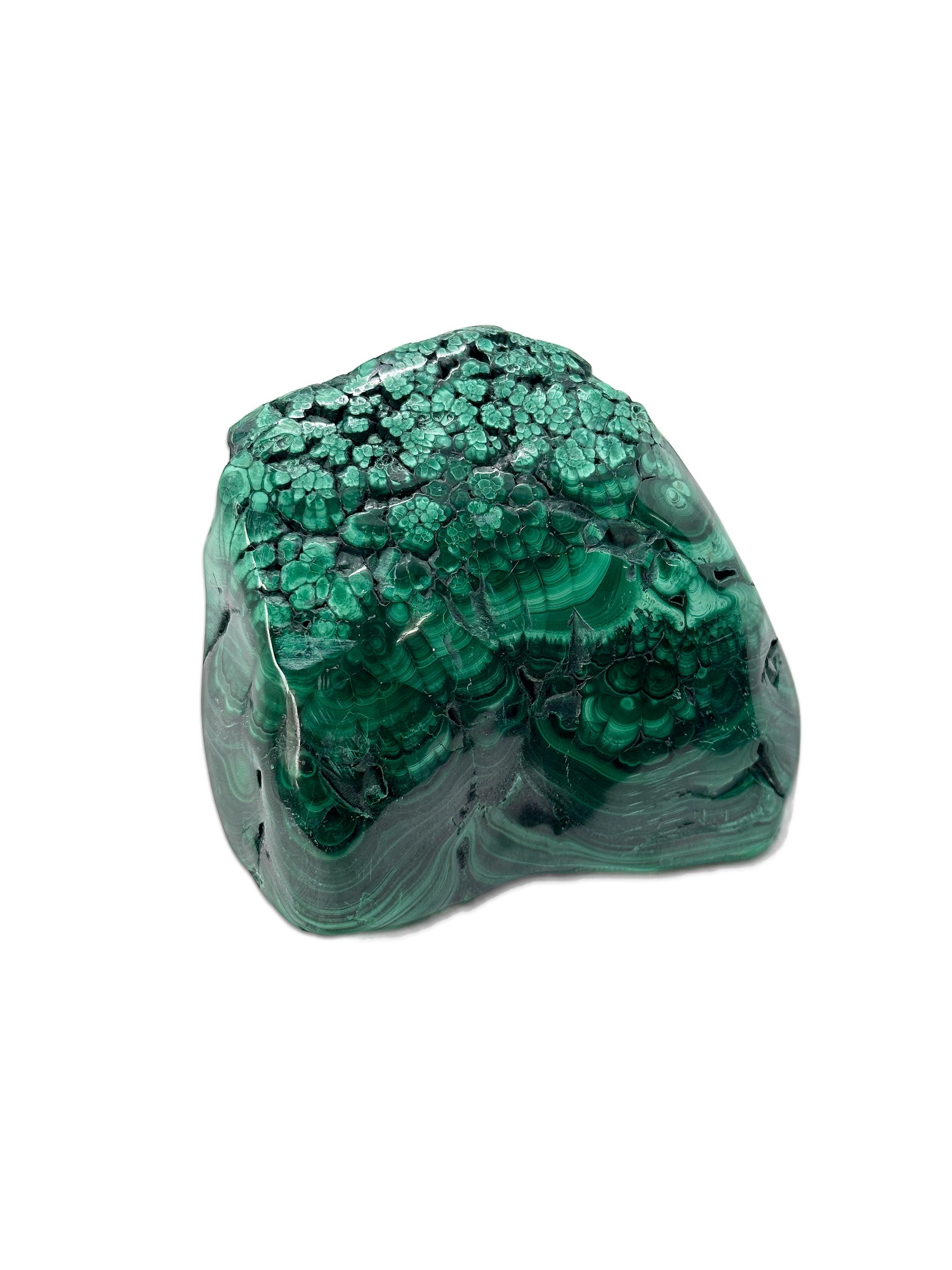 Polished Botryoidal Malachite Specimen: Green Crystal Display Stone, 562g