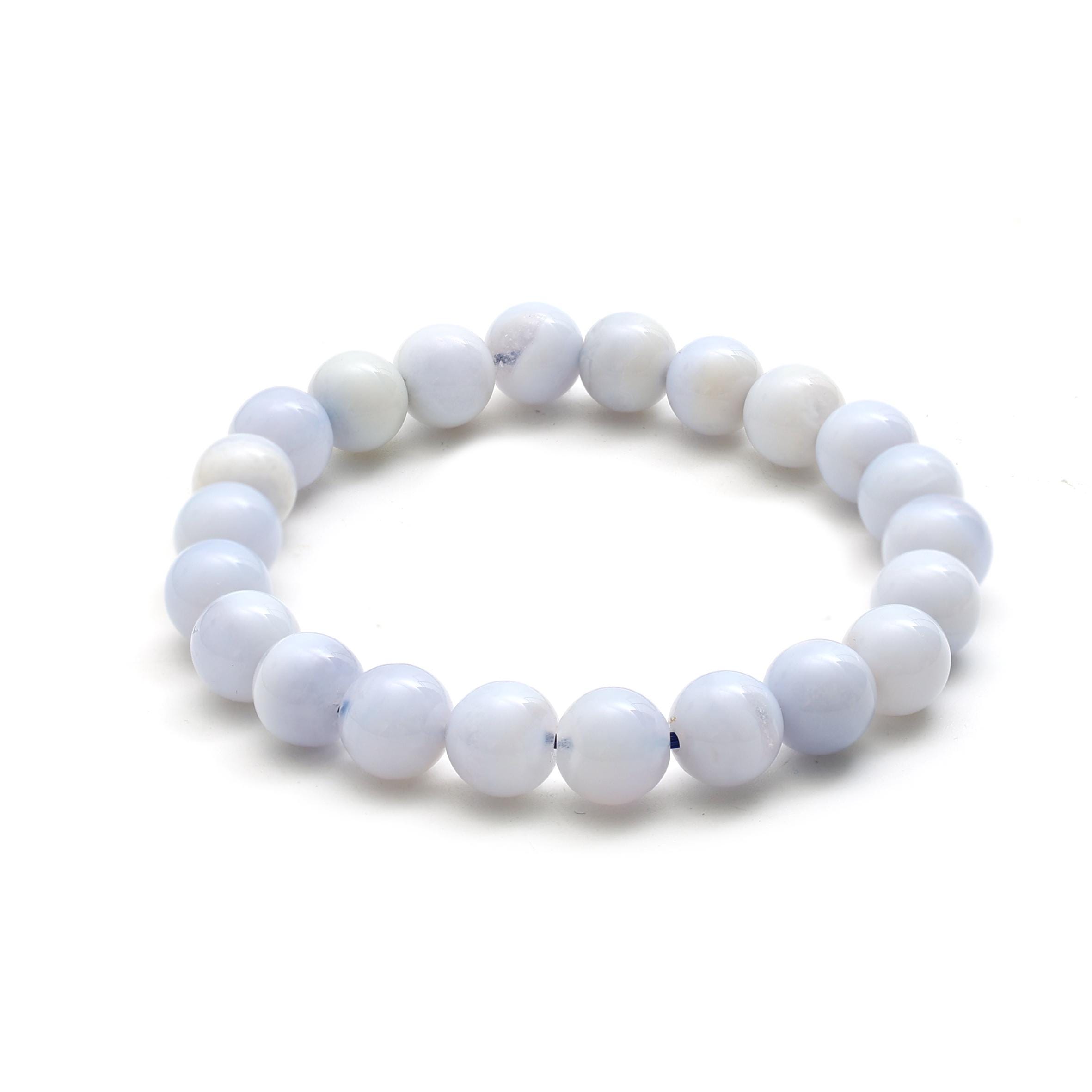 Blue Lace Agate Bracelet: Ethereal Sky Blue Gemstone Strand
