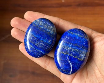 ヒーリングスティック チャクラストーン ヒマラヤの秘伝書付 展示品　ラピスラズリ ラピスラズリパームストーン：チャクラのバランスを整える手作り