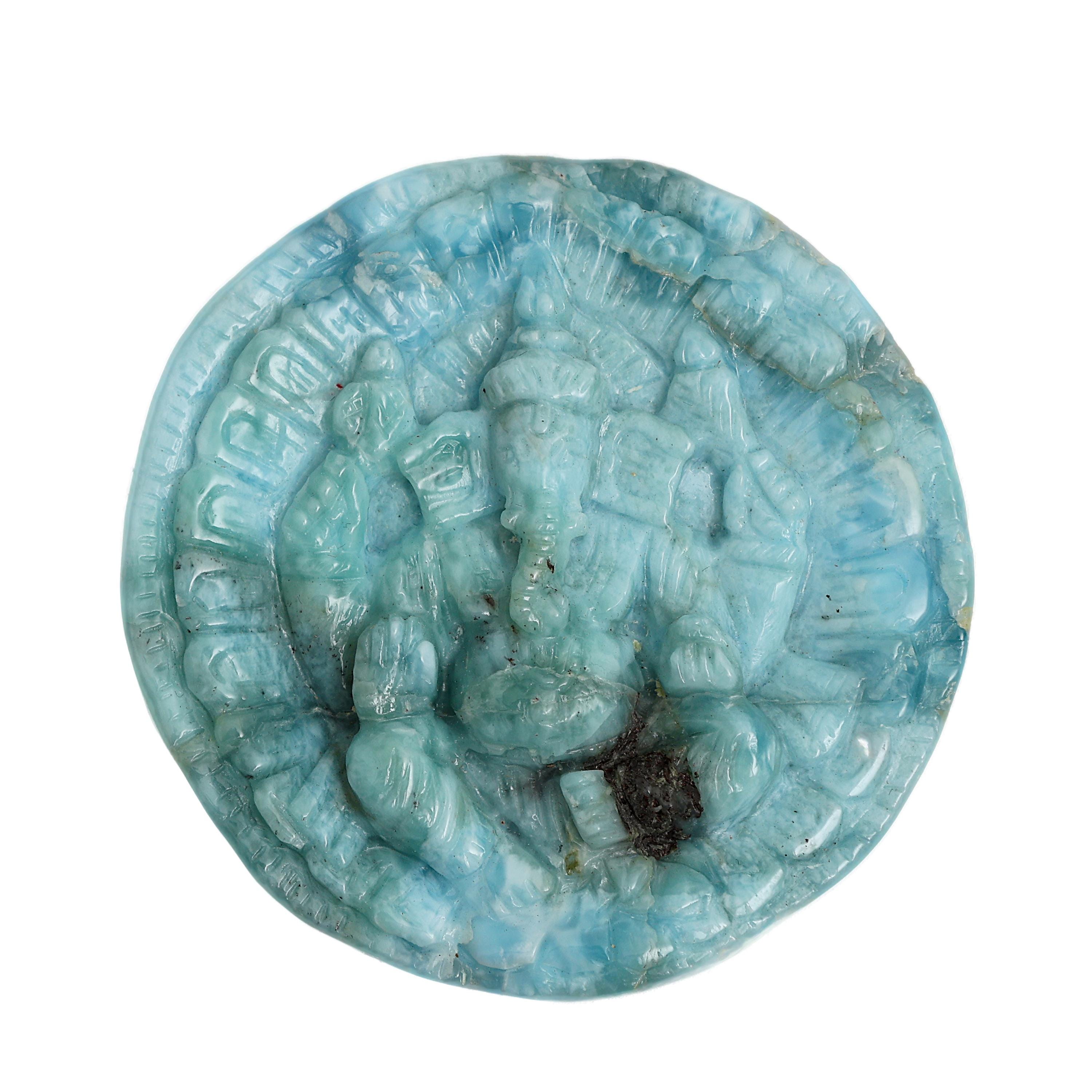 Hand-Carved Larimar Ganesha