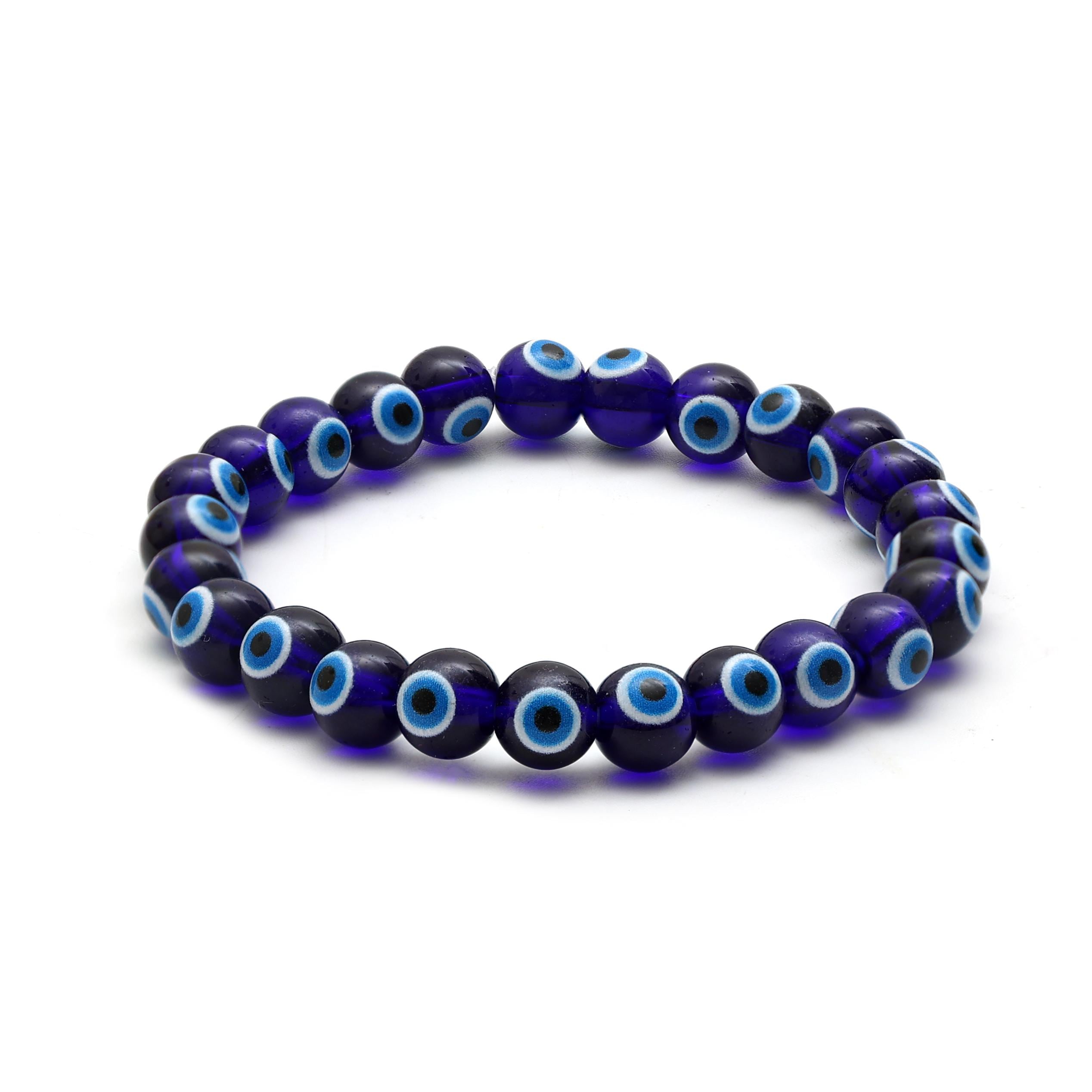Evil Eye Bracelet: Mediterranean Cobalt Glass Bead Strand