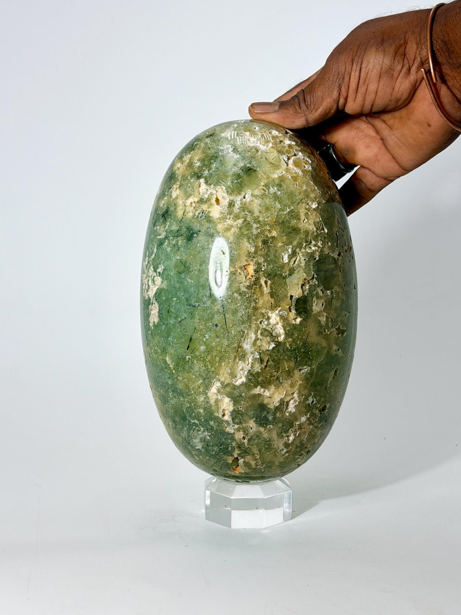Prehnite Shivalingam Stone with Black Tourmaline 5.66kg XL
