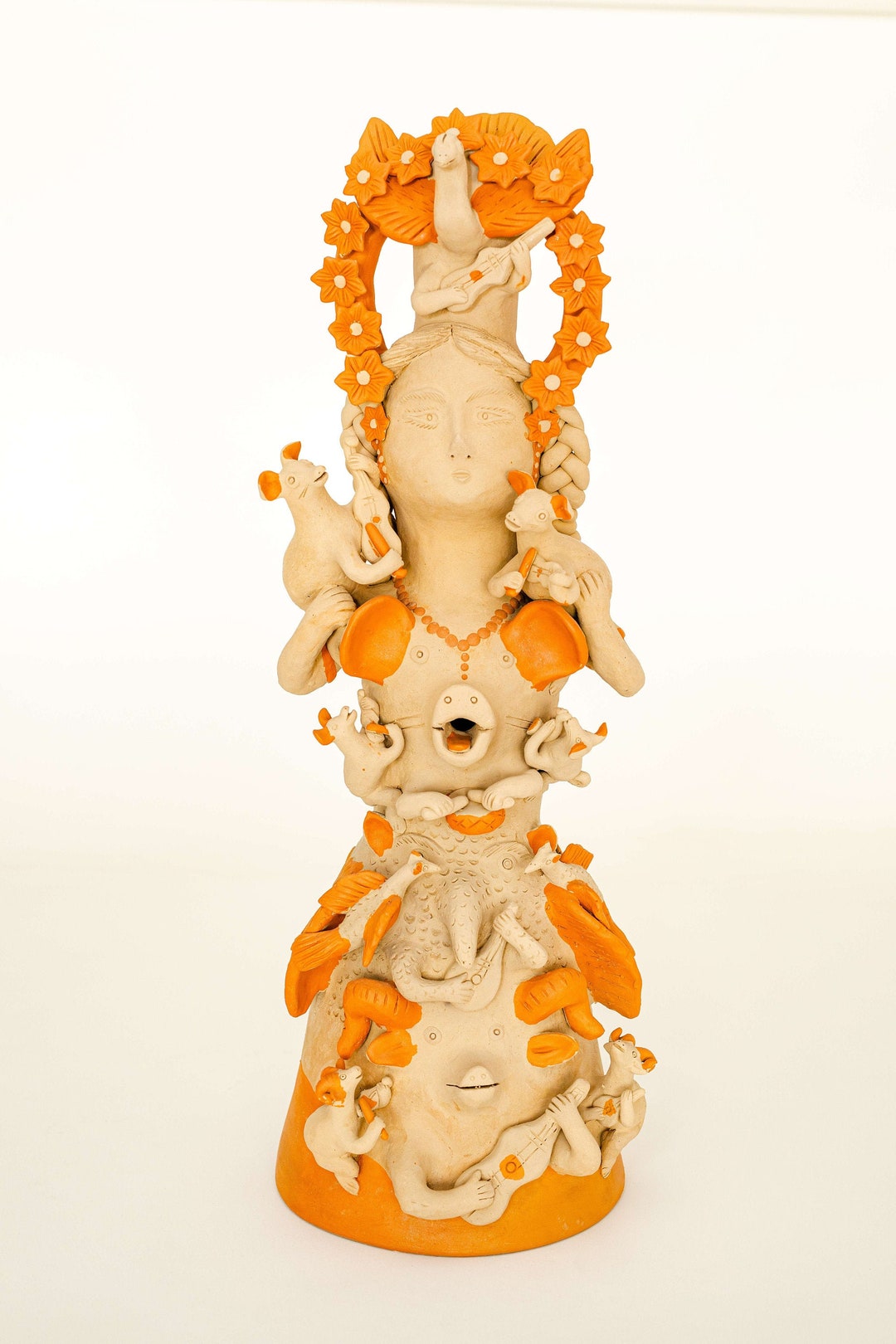 Red Clay Sculpture nahual Woman, Nelson A. Rockefeller Favorite