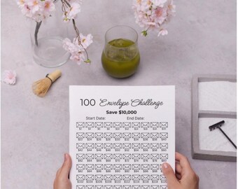 100 Umschlag Einsparungen Herausforderung Printable | Ersparnis-Tracker Sammelmappe | Geldspar-Challenge PDF | Sofort Download Haushalt Printable